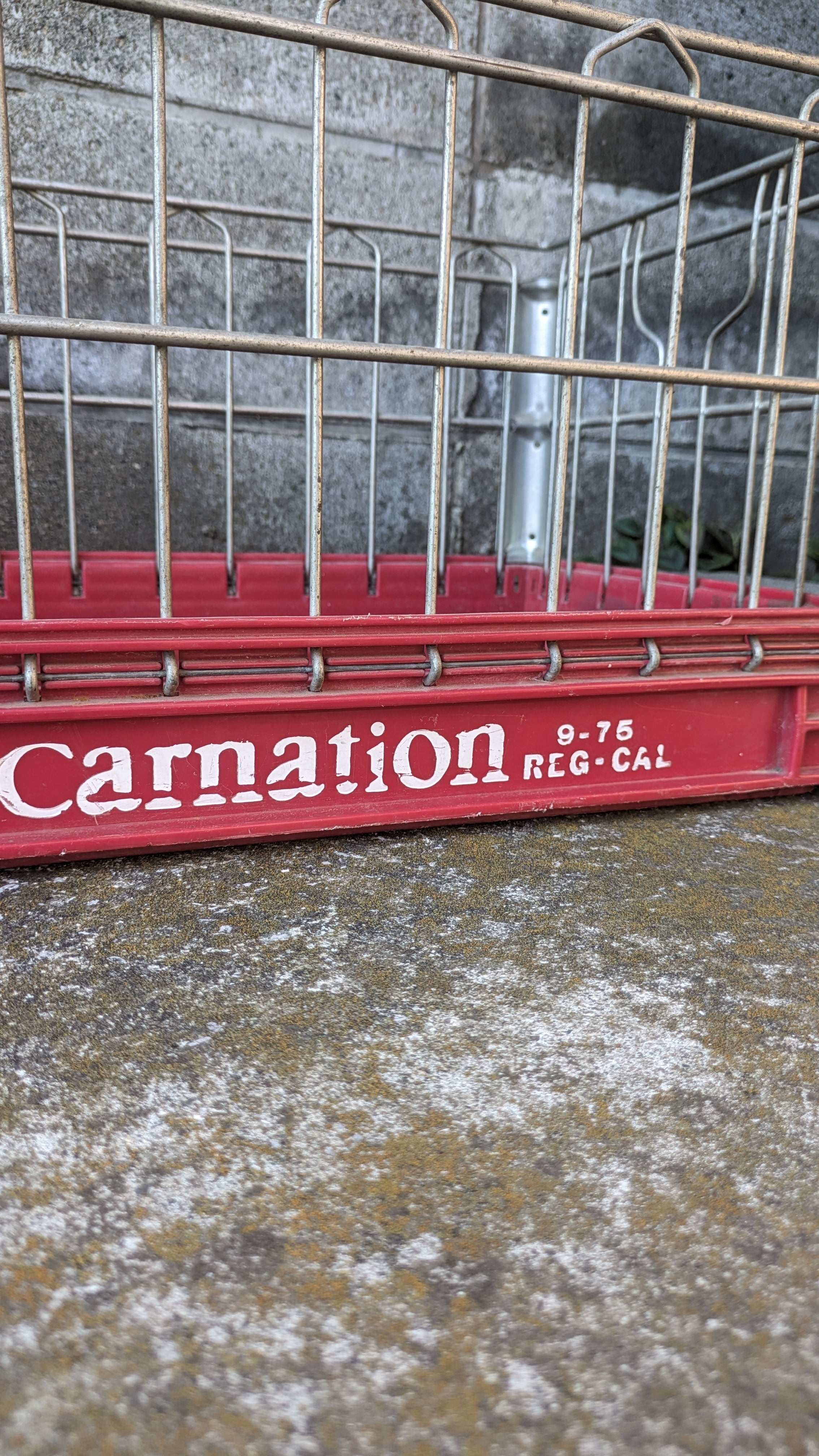 Vintage Carnation WireCrate MilkCrate MetalBox Basket ビンテージ