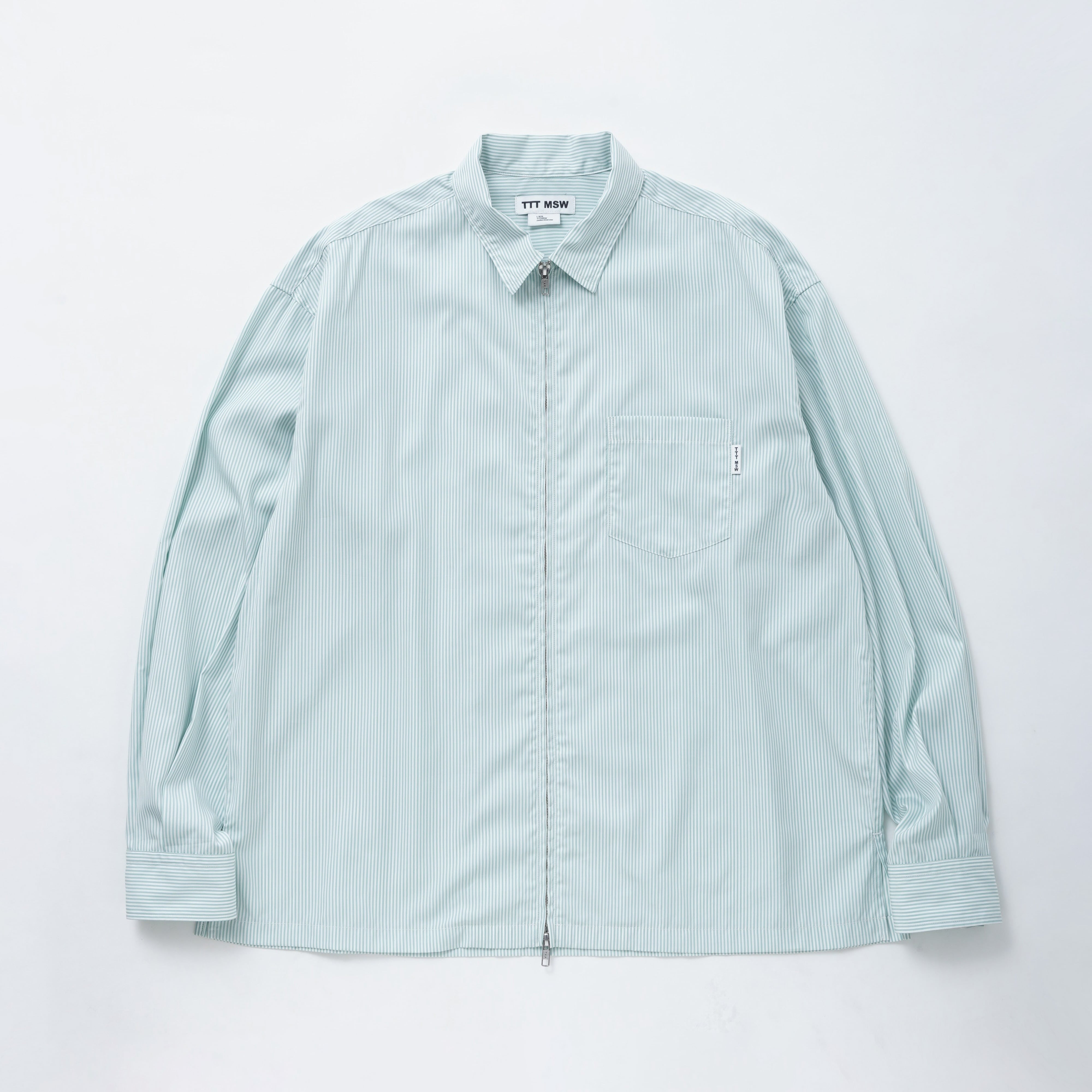Zip up shirt（GREEN STRIPE） | TTTMSW