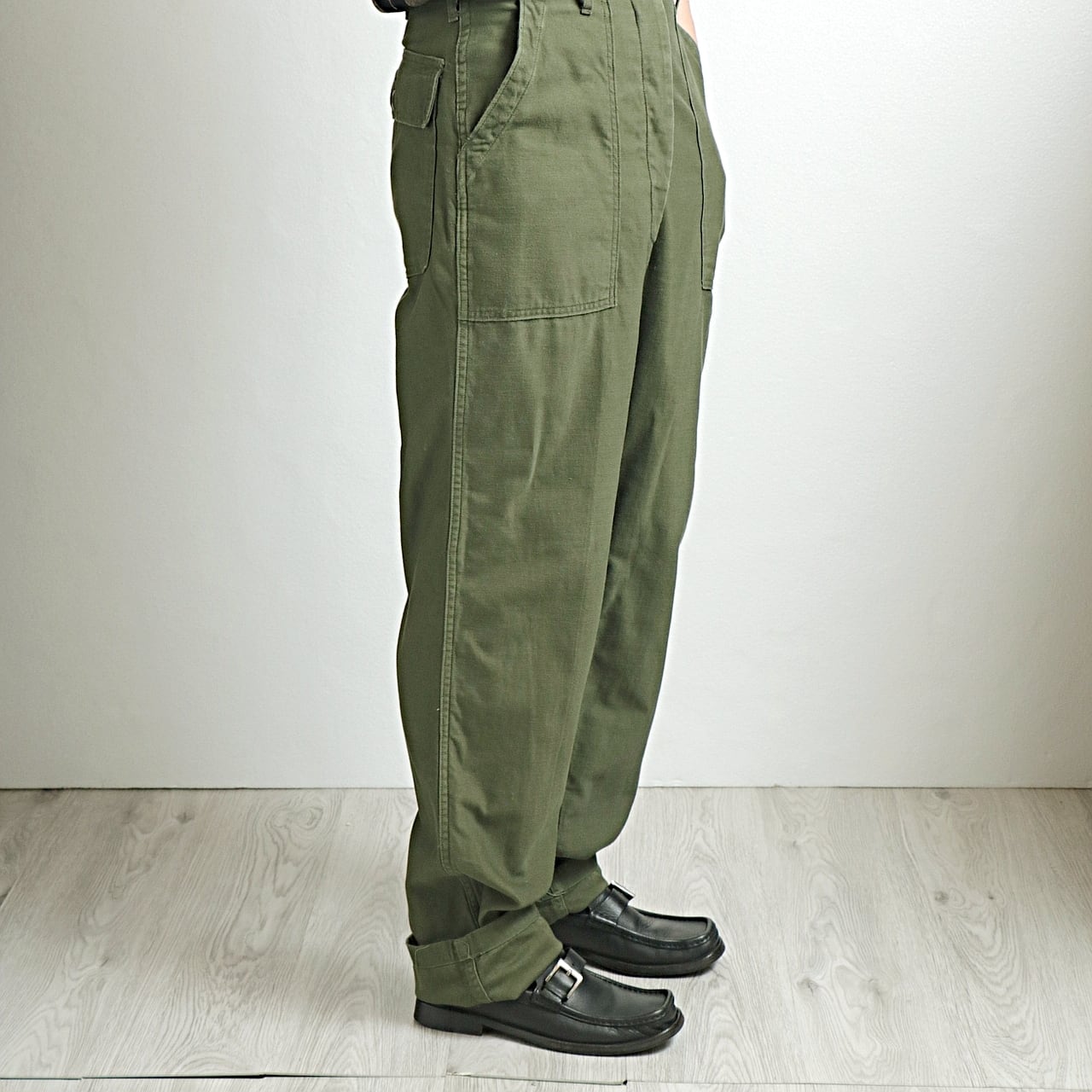 70s US ARMY OG107 ベイカー ミリタリー パンツ ボタンフライ 古着