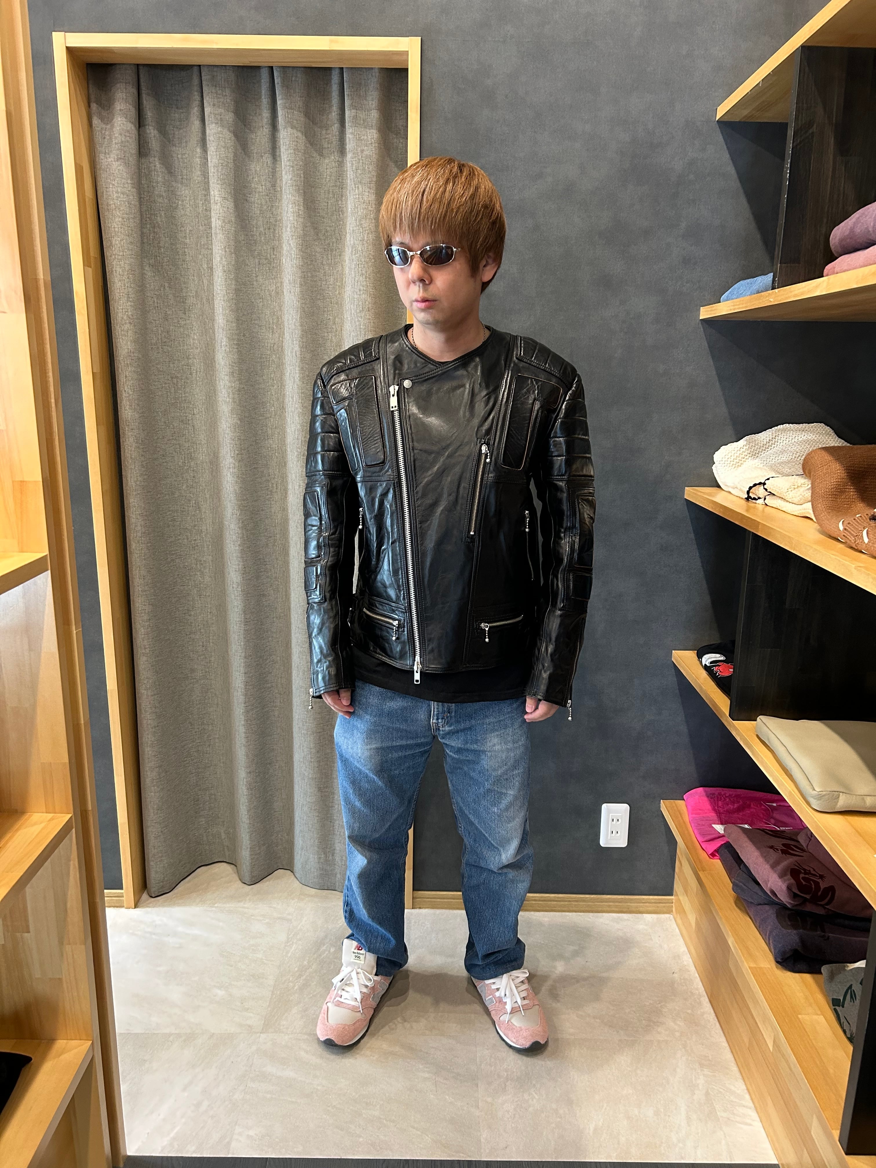 Sasquatchfabrix.】x blackmeans BATTLE LEATHER JACKET BLACK | delhezi