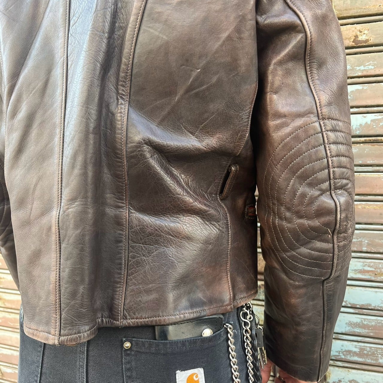 40s ドイツ製 ダブルライダース レザージャケット ブラウン ユーロ L