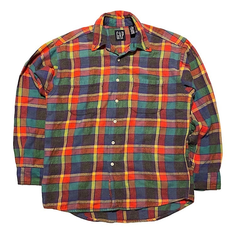 希少配色 90s GAP ビンテージ オールドギャップ ヘビーネルシャツ 長袖