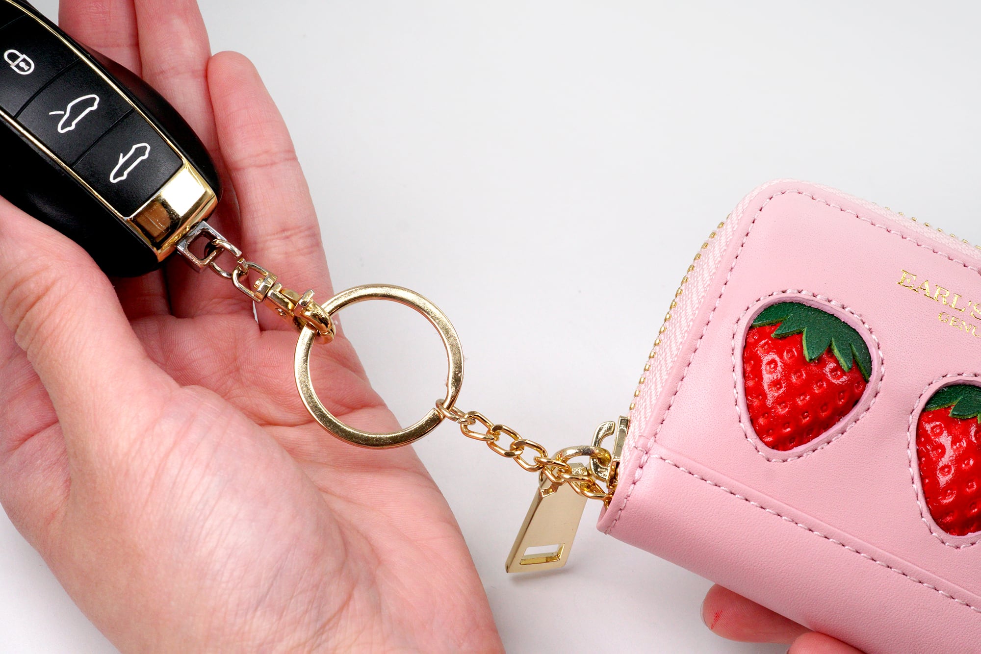 More Strawberries Collection】ラウンドファスナーキーケース（赤