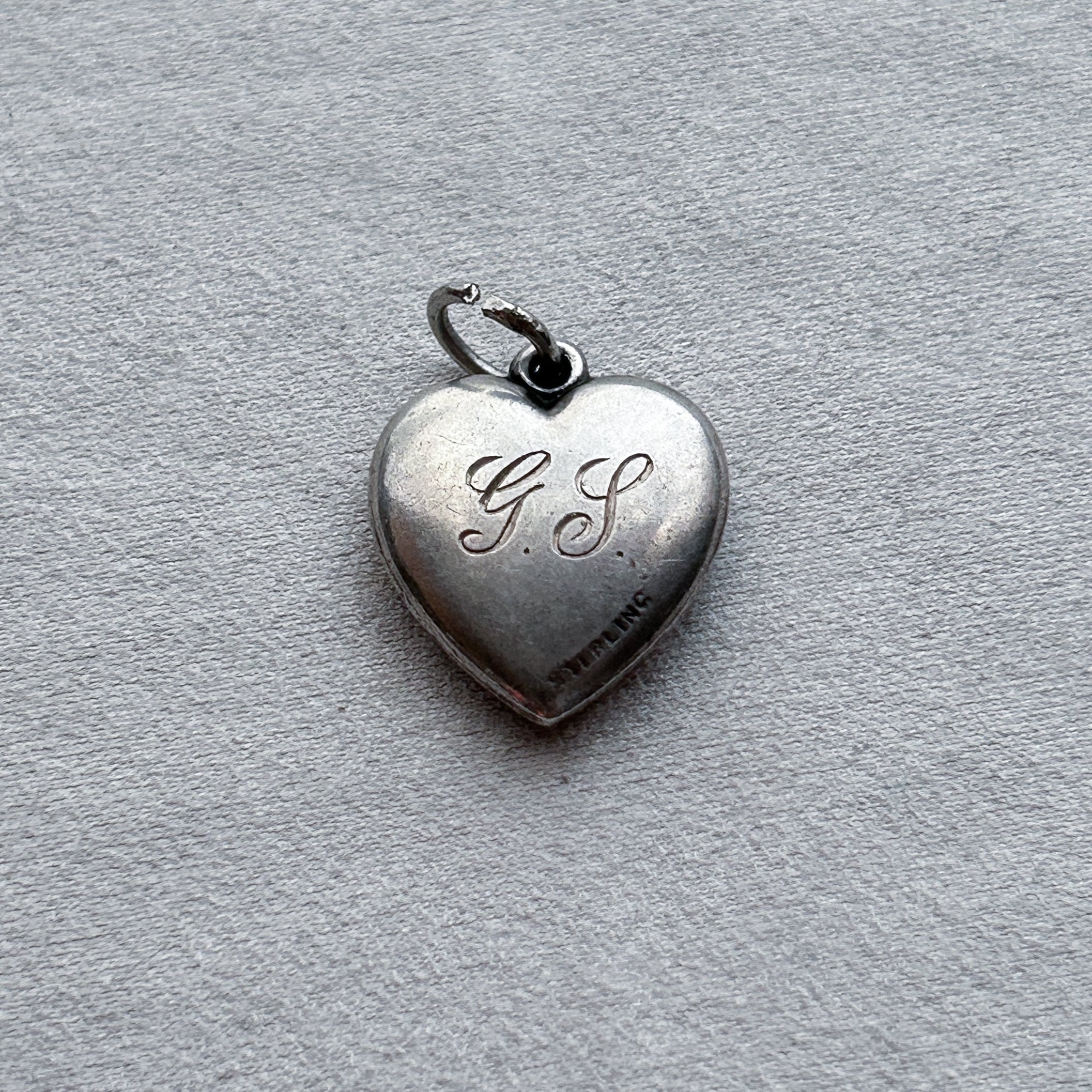 40s Sweet Heart jewelry Puffy Heart Sterling WWⅡ Forget me not 第