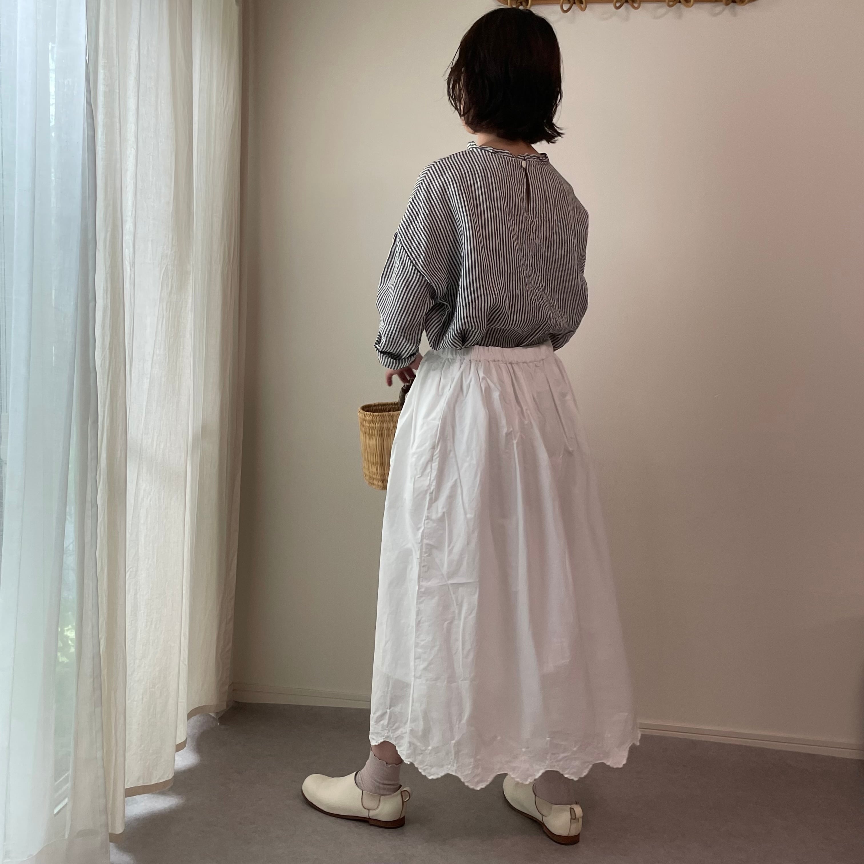Gauze# // ANTIQUE SCALLOPED LACE GATHER SKIRT 
