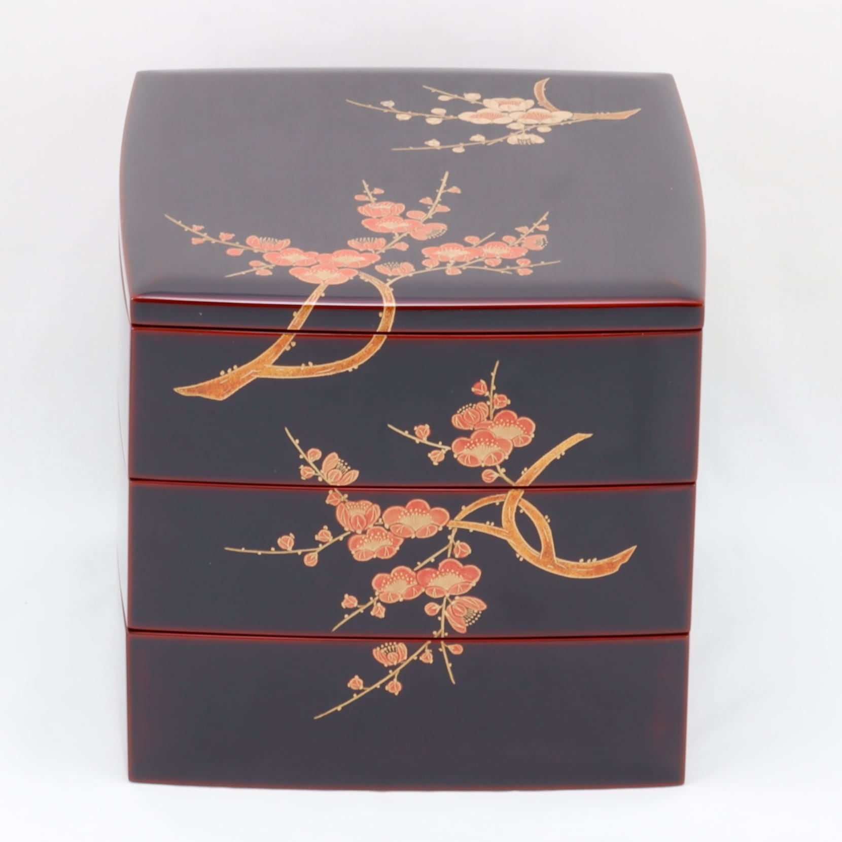 7-1 輪島塗 三段重／溜塗／紅白梅蒔絵 | 輪島塗 加藤漆器店 公式