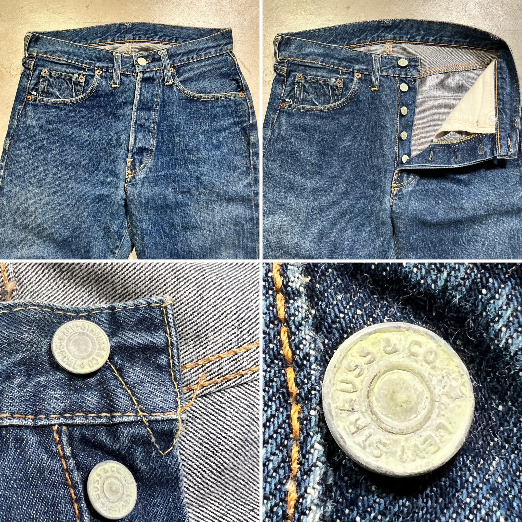 60's LEVI'S リーバイス 501 デニム Big E Vステッチ 足長R 不均等V