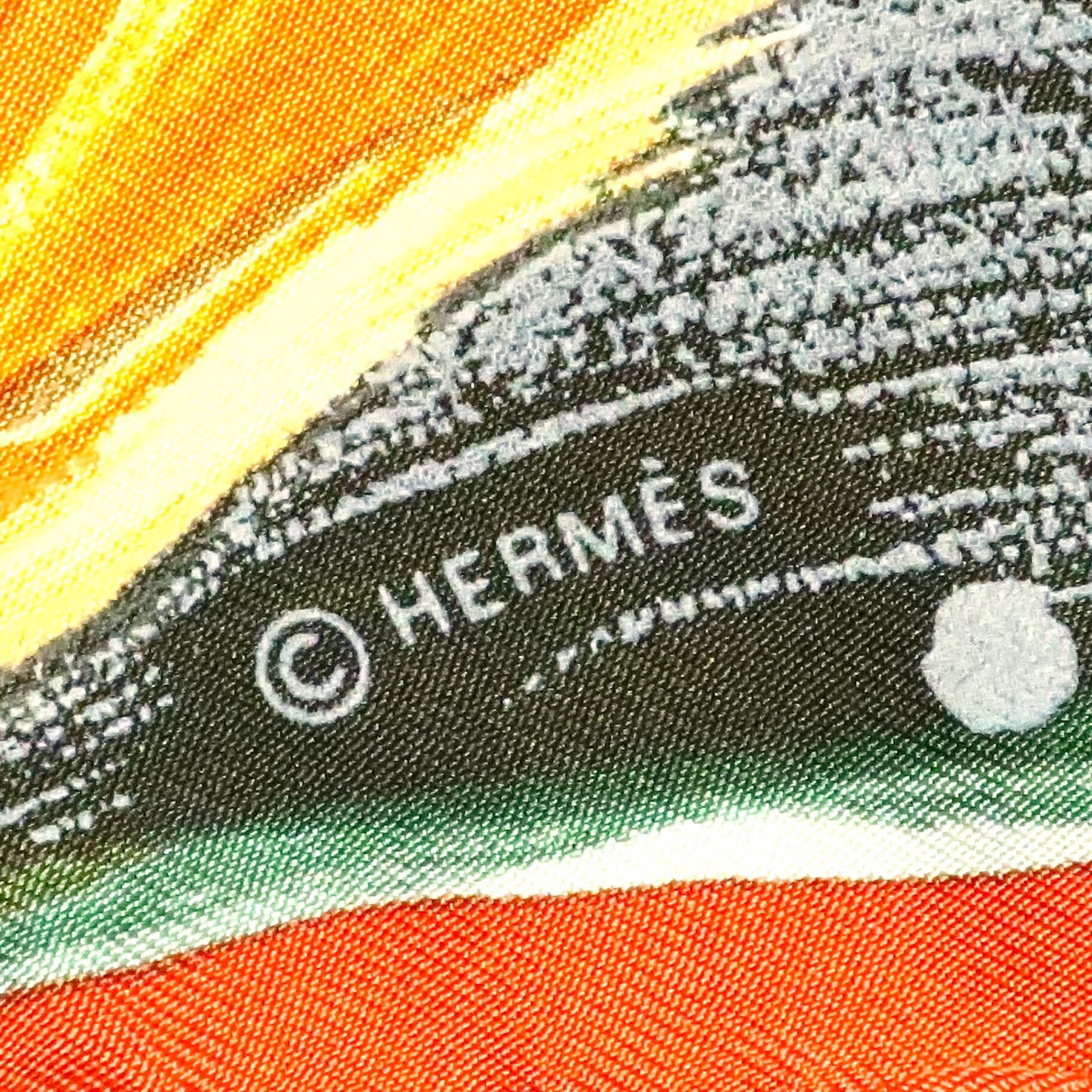 エルメス HERMES/スカーフ カレ90 天の火 FEUX DU CIEL 炎 星 オレンジ
