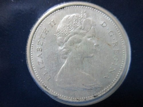 カナダ 25セント銀貨☆1967年／カナダオオヤマネコ／エリザベス女王