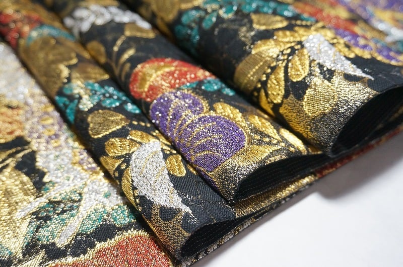 辻が花 3ｼｰｽﾞﾝ 袋帯 蝶 金銀糸 黒 117 | kimono Re:和 [online store