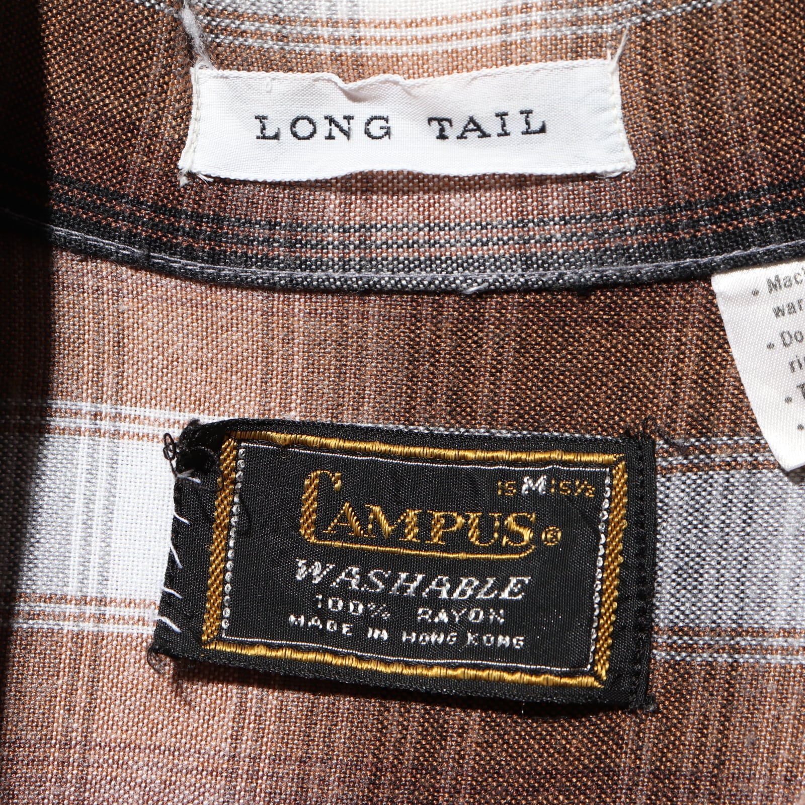 美品 M 70s Campus レーヨン オンブレチェックシャツ キャンパス 茶色