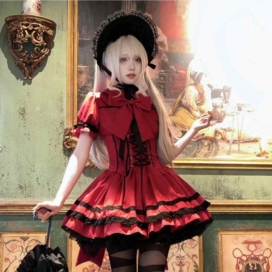 ゴスロリ セットアップ Doll Heart 3点セット ケープ 半袖ワンピ?ス 姫