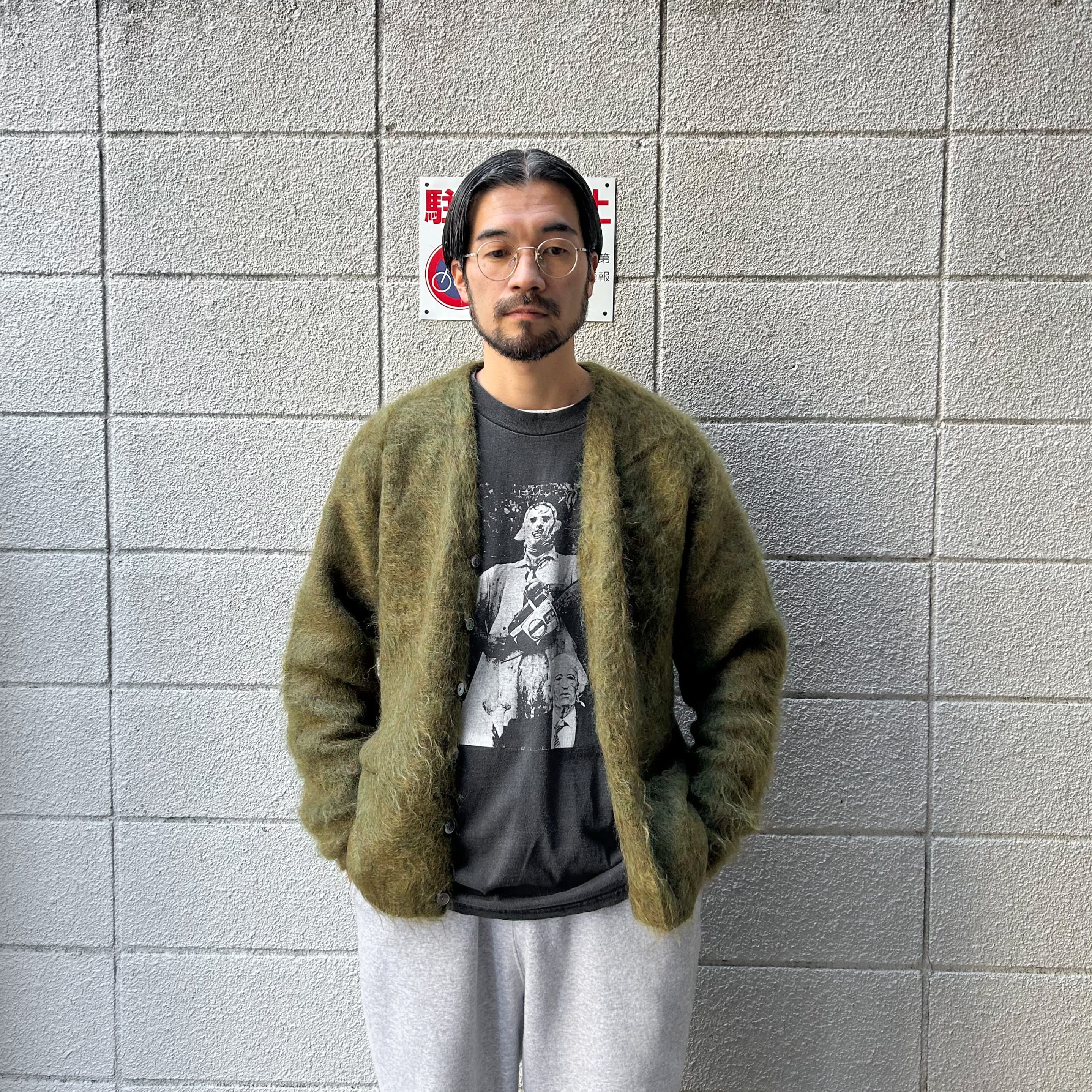 A.R.P.®︎ Premium Classic Mohair Cardigan W/Pocket Olive モヘア