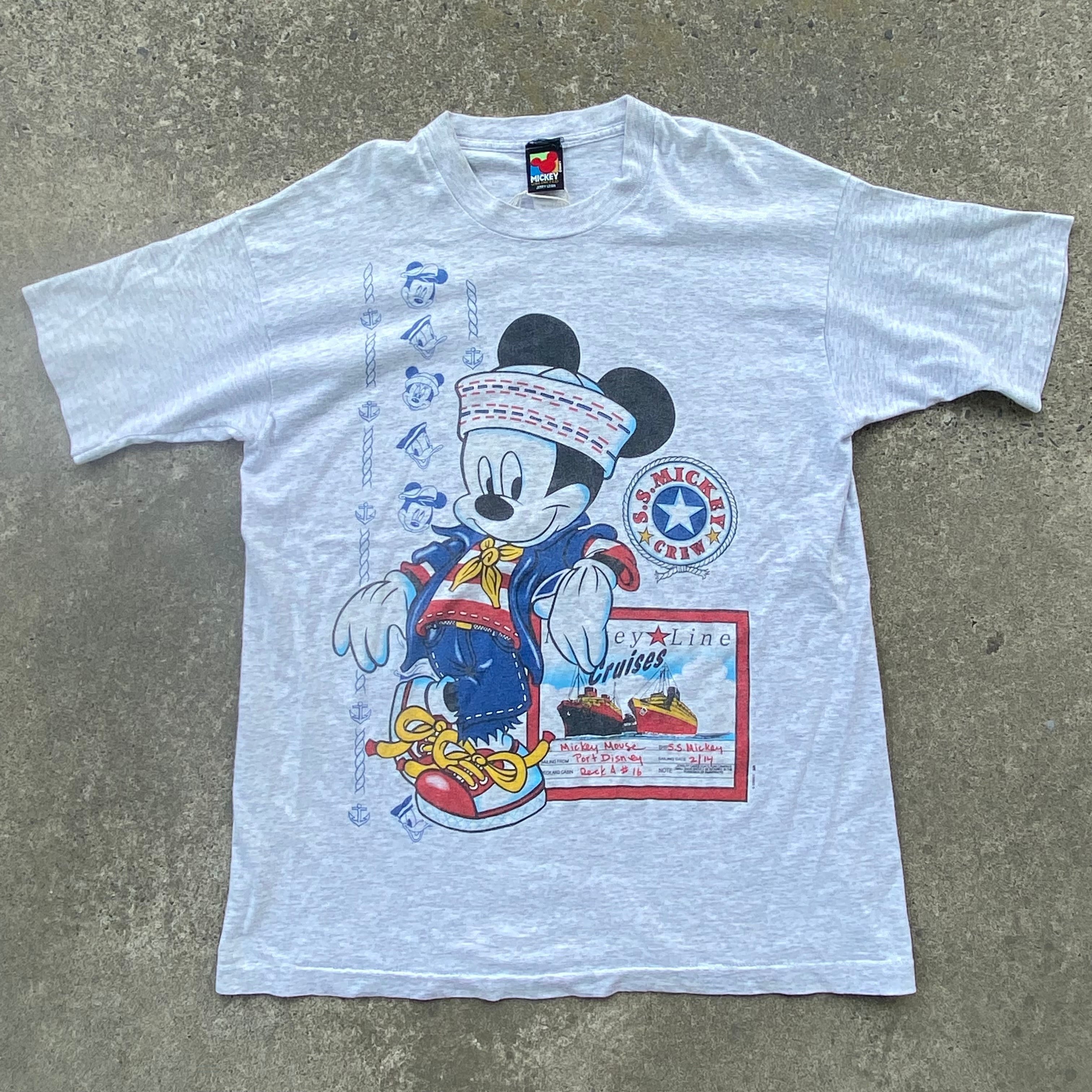 USA製] 90's ミッキーマウスプリントT アッシュ Disney アメリカ製