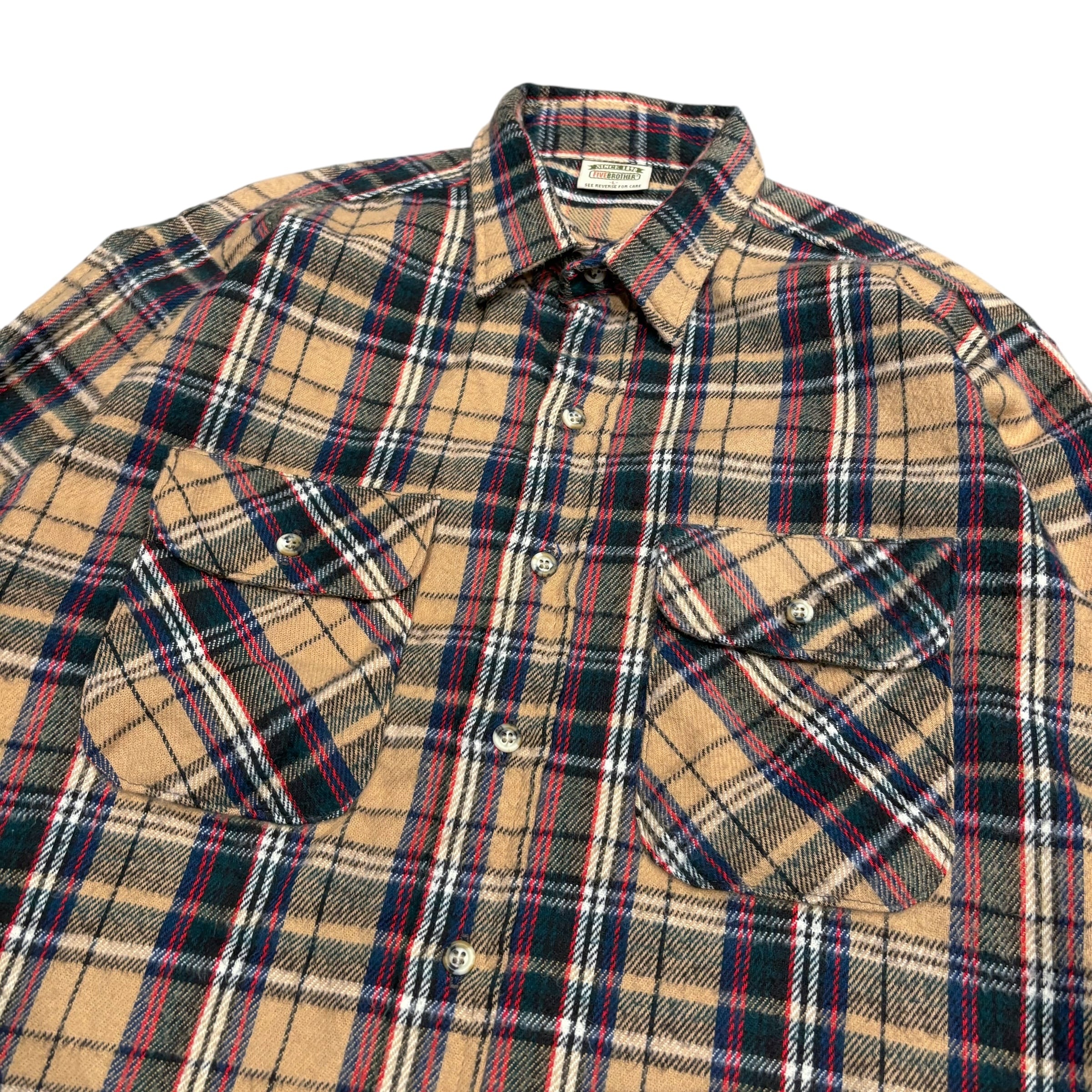 90's USA製 FIVE BROTHER Heavy Flannel Shirt L / ファイブブラザー