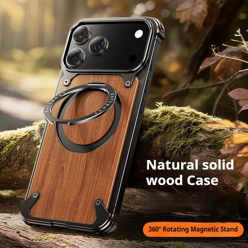 ◇iPhone17 Pro/Pro Max◇ Wood × Metal Magnetic Phone Case / ウッド