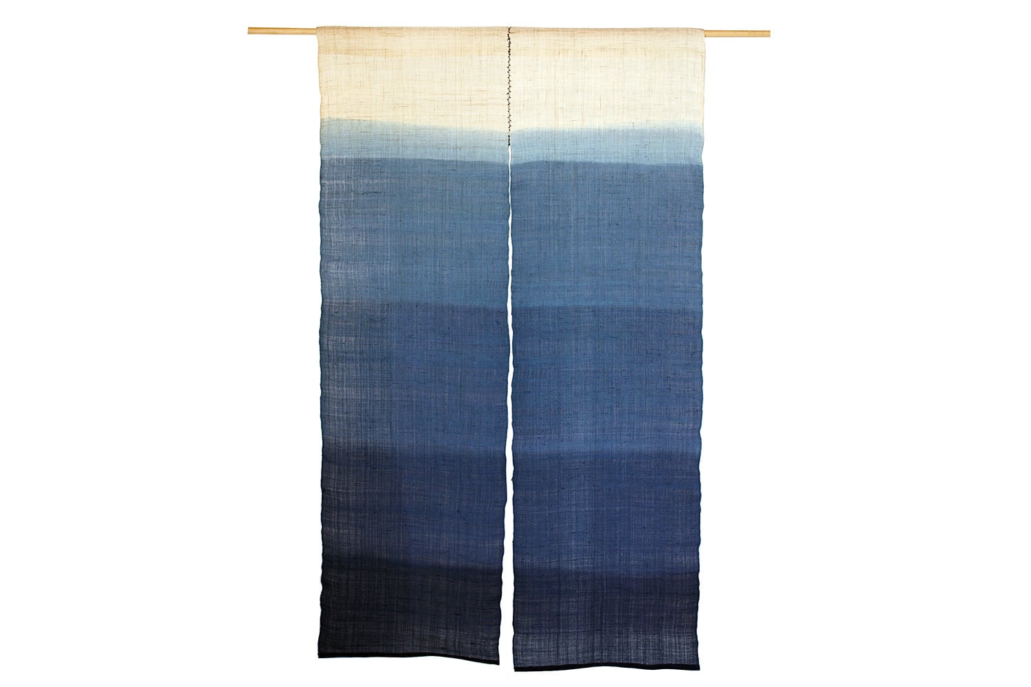藍染め麻暖簾(グラデーション・86×150cm) | 織工房 藍布屋