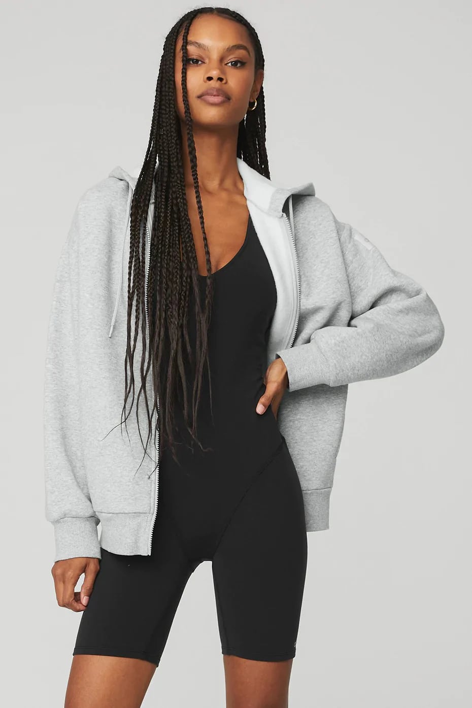 ALO Everyday Full Zip Hoodie Athletic Heather Grey / XSサイズ