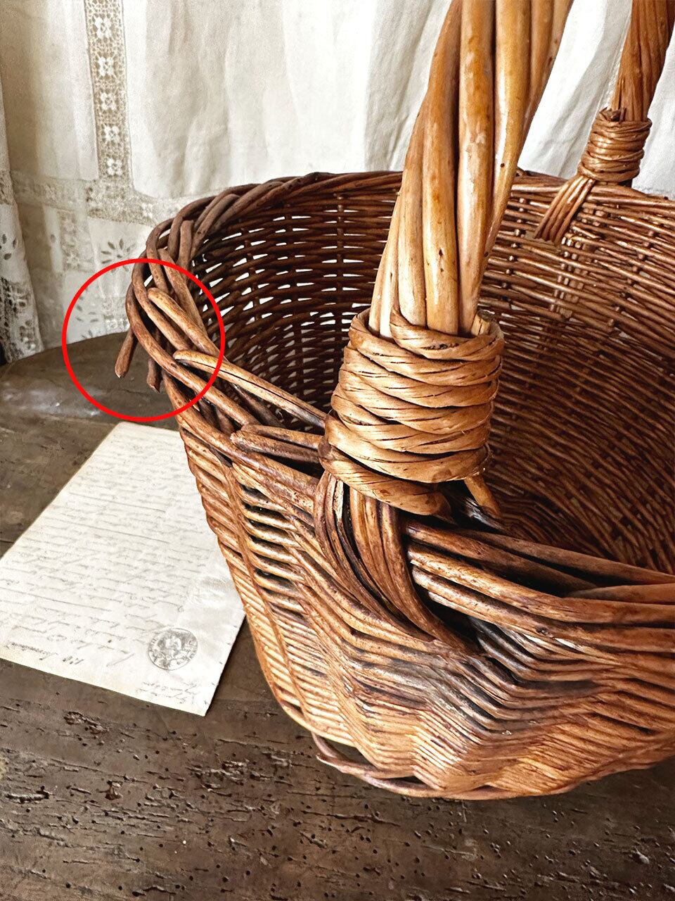 大きめラウンドパニエ バスケット かご 柳 やなぎ | Brocante de La