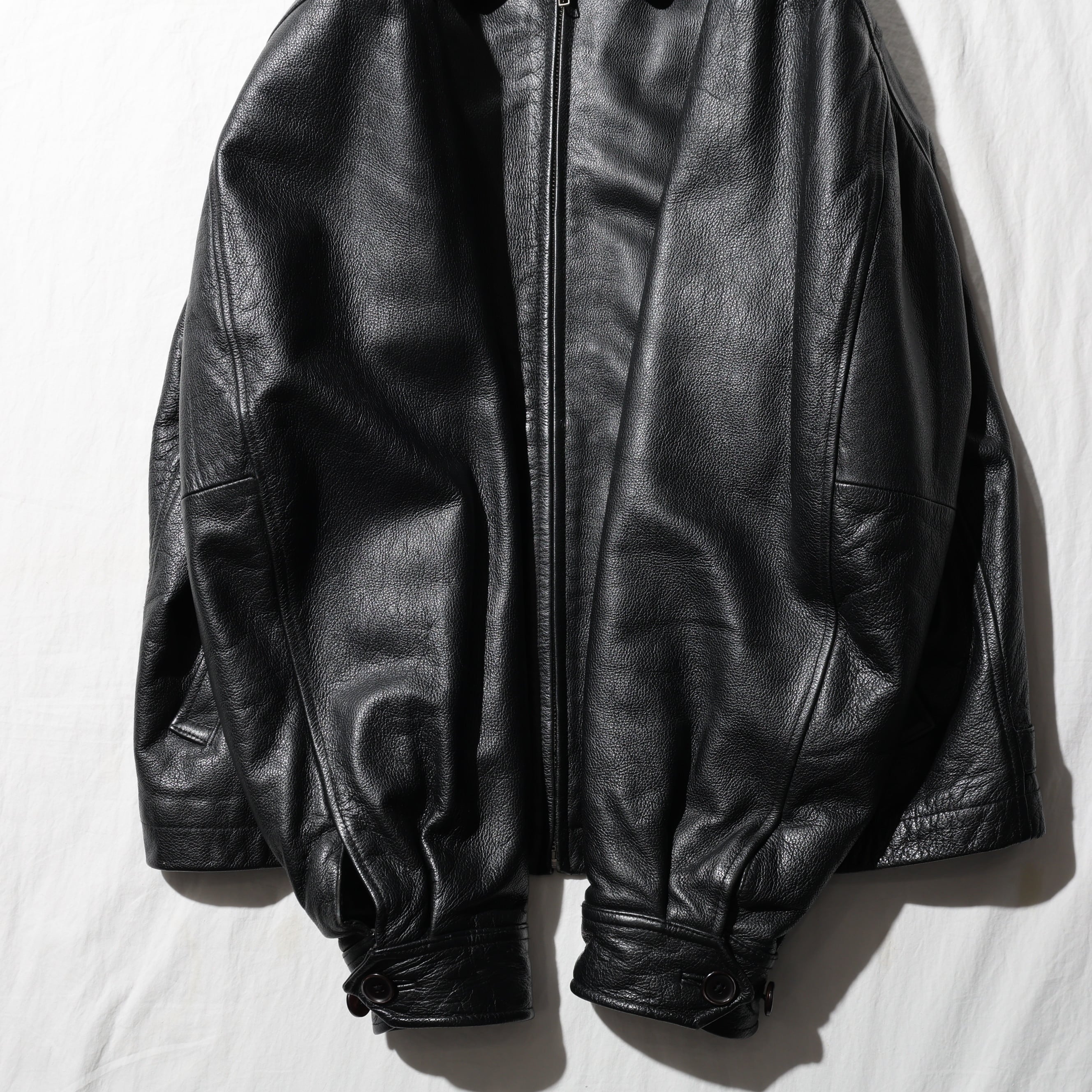 極美品 L アルミジップ 牛革 OLD GAP レザージャケット ブラック