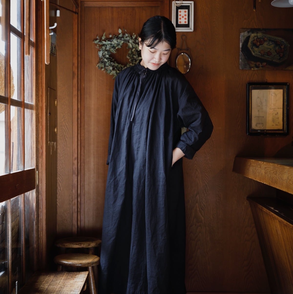 UpcycleLino】× WIFE&HUSBAND チャーチドレス / INK BLACK