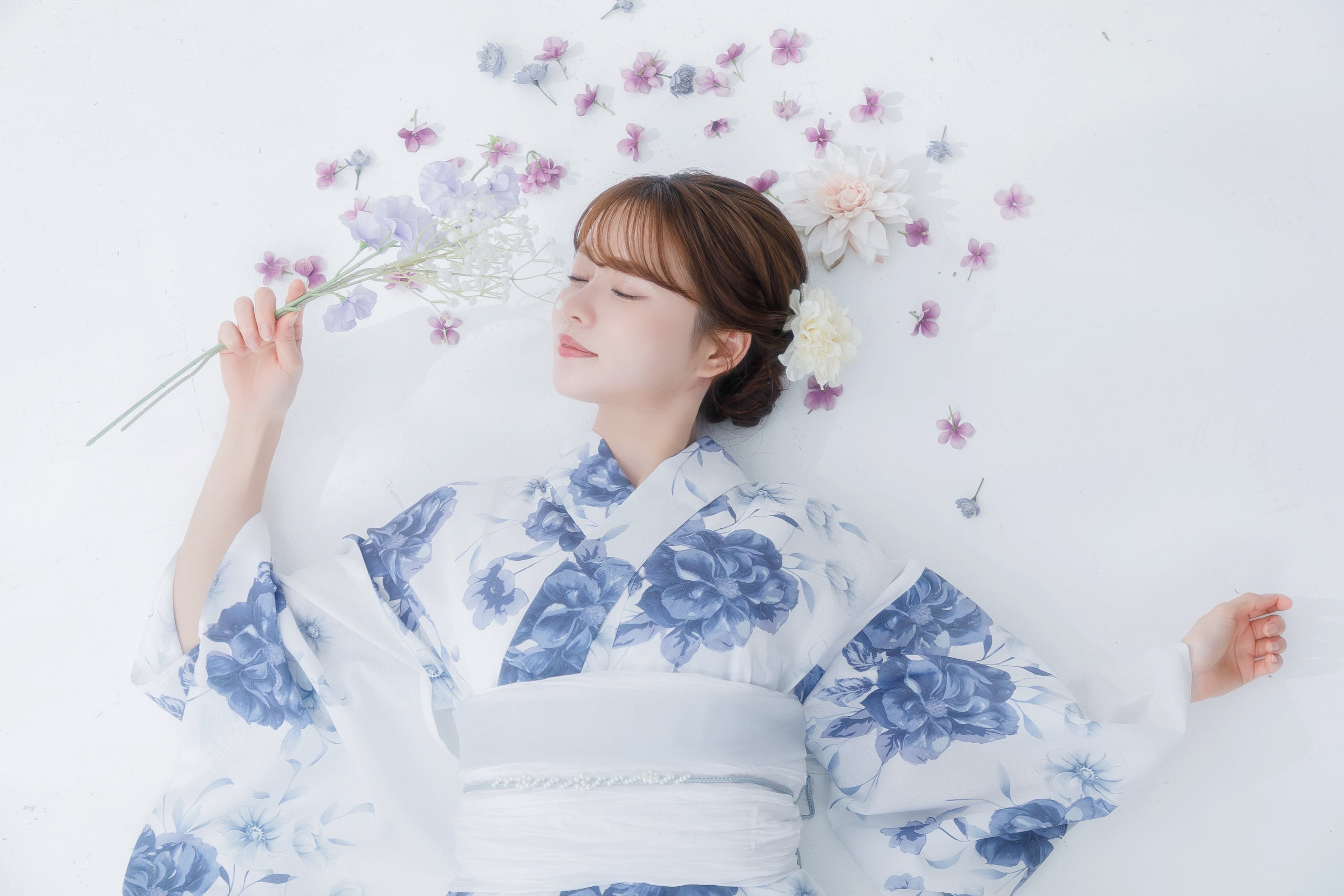 浴衣4点セットはんなり水彩藍花Y4-56 | ANDESIR【アンデジール