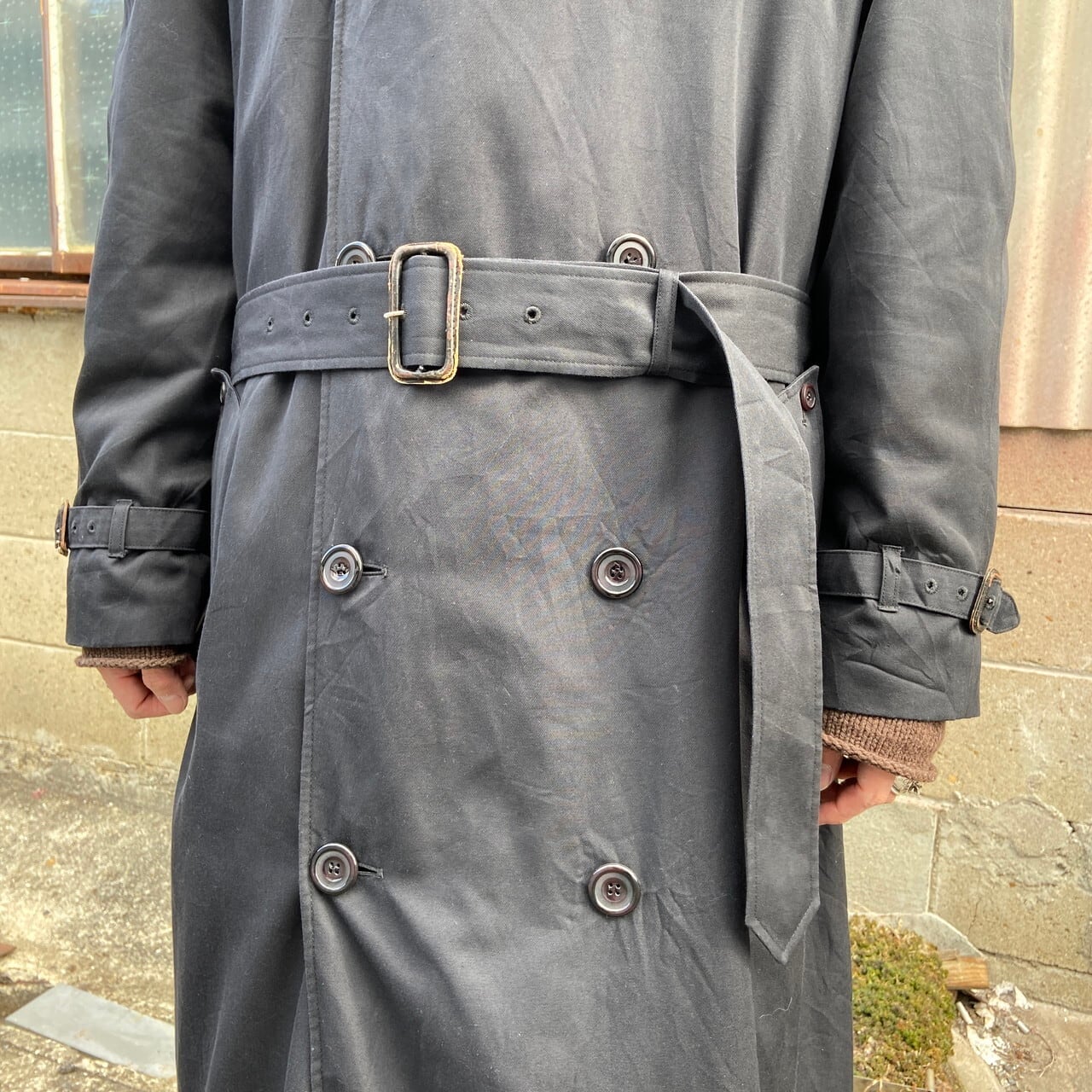 80年代 カナダ製 Aquascutum アクアスキュータム ブラック トレンチ