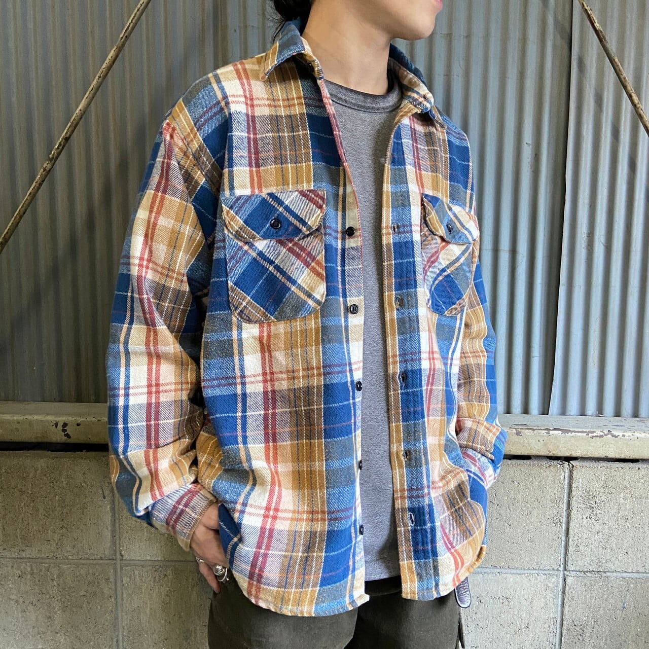 80年代 Five Brother ファイブブラザー チェック柄 長袖 ヘビー