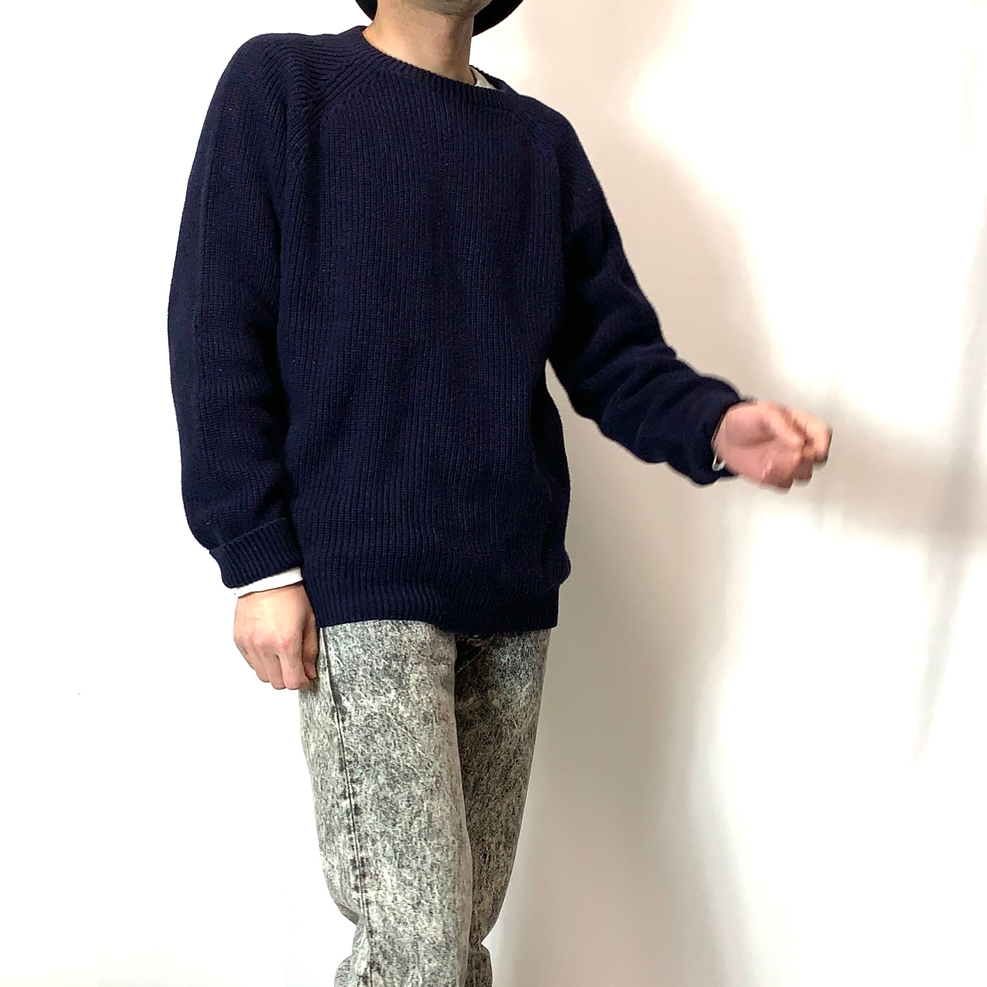 vintage old 90s LANDS END cotton knit cotton sweater MADE IN USA
