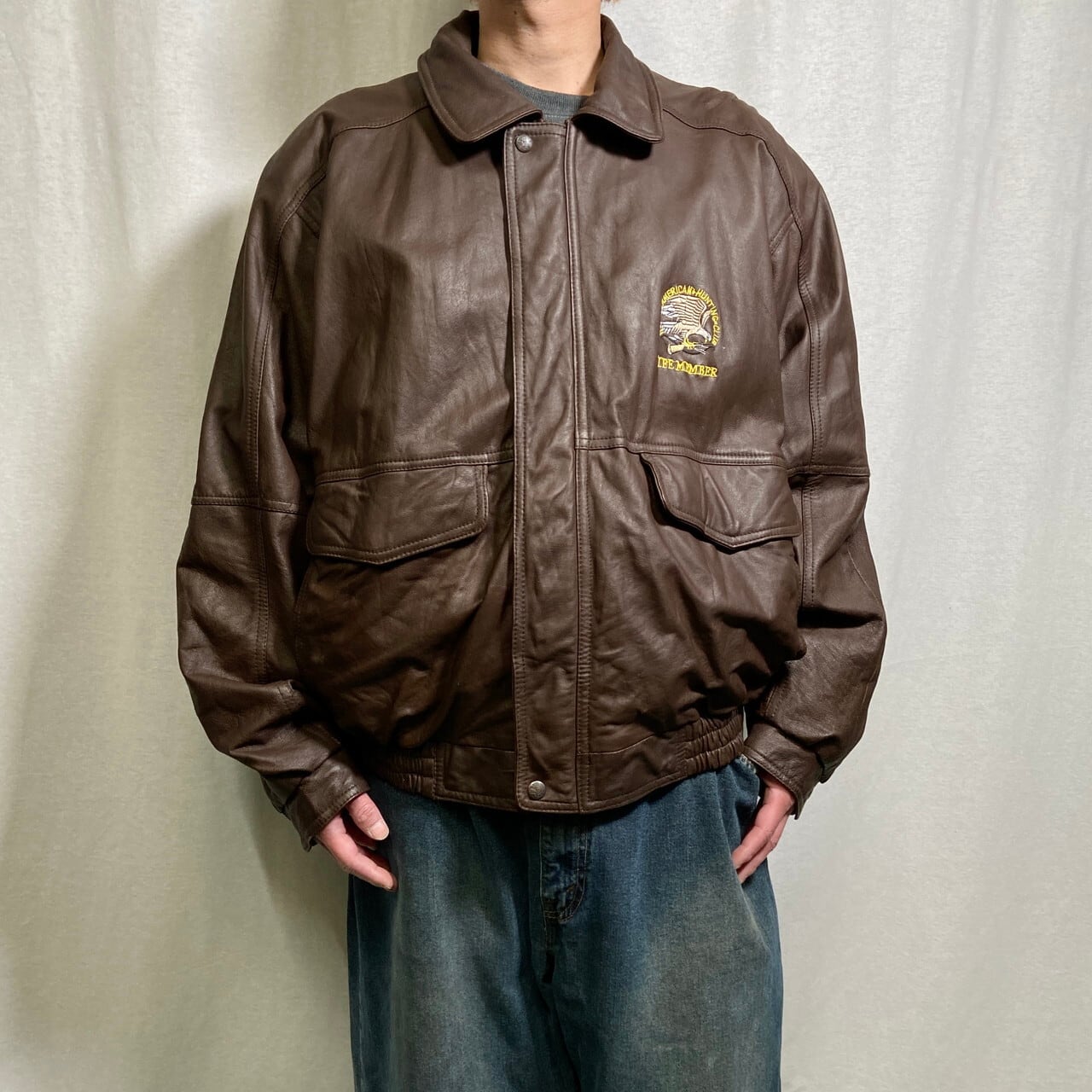 90年代 LIFE MEMBERS A-2タイプ レザージャケット ピッグレザー メンズ