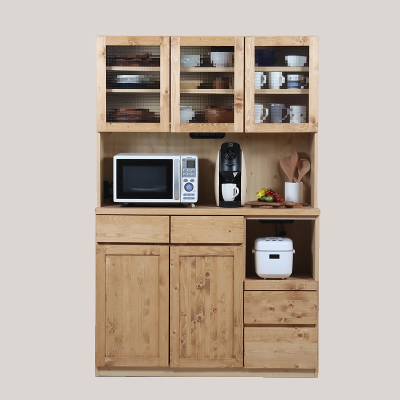 Algiers アルジェ 食器棚 120cm 完成品 天然木 オープンボード レンジ