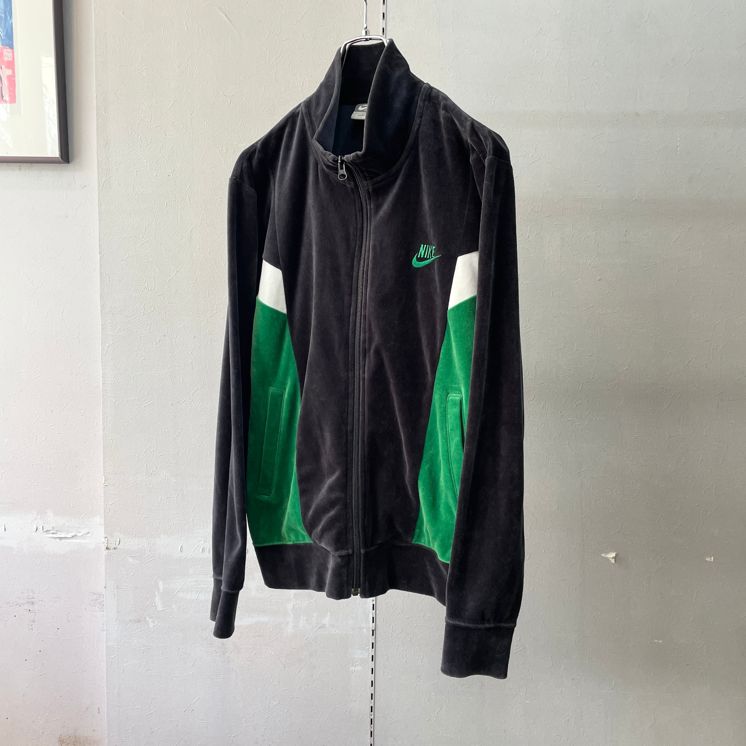 90s ナイキ ベロアトラックジャケット グリーン×ブラック M | 下北沢