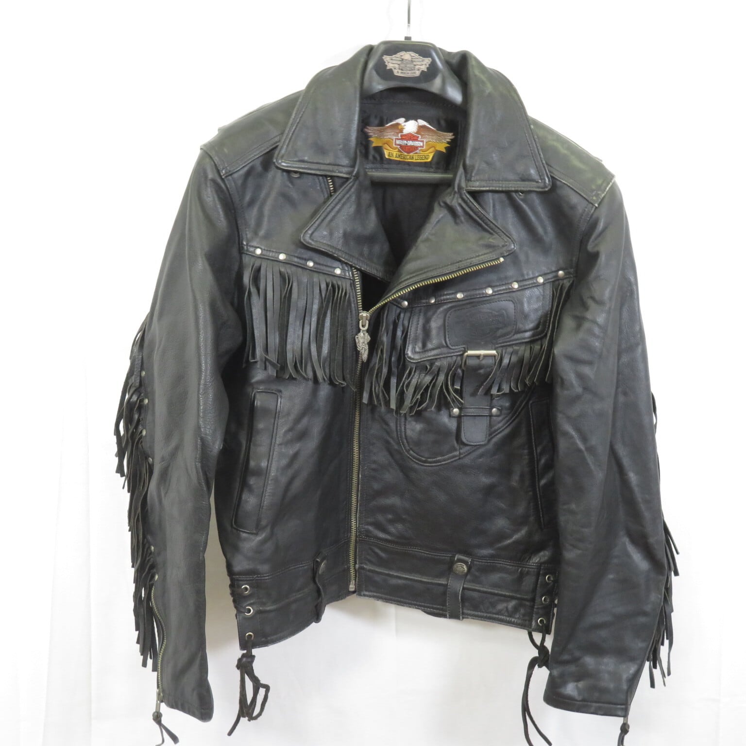 Harley Davidson フリンジ ダブル レザー ライダースジャケット sizeM