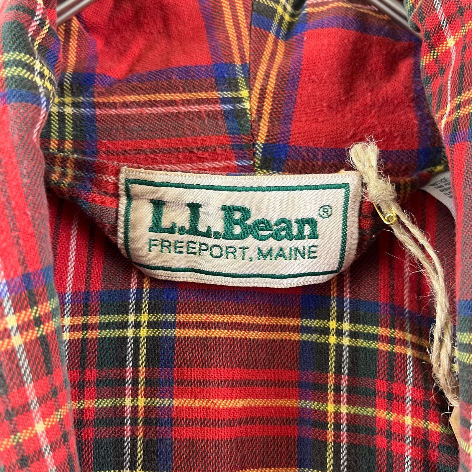 80s L.L.Bean ネルガウン ロングコート レッド タータンチェック柄 S