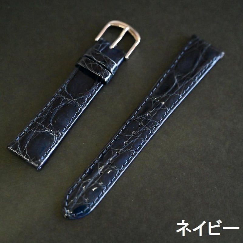 BAMBI バンビ 時計ベルト ワニ革バンド 16mm 17mm 18mm 19mm 20mm 黒