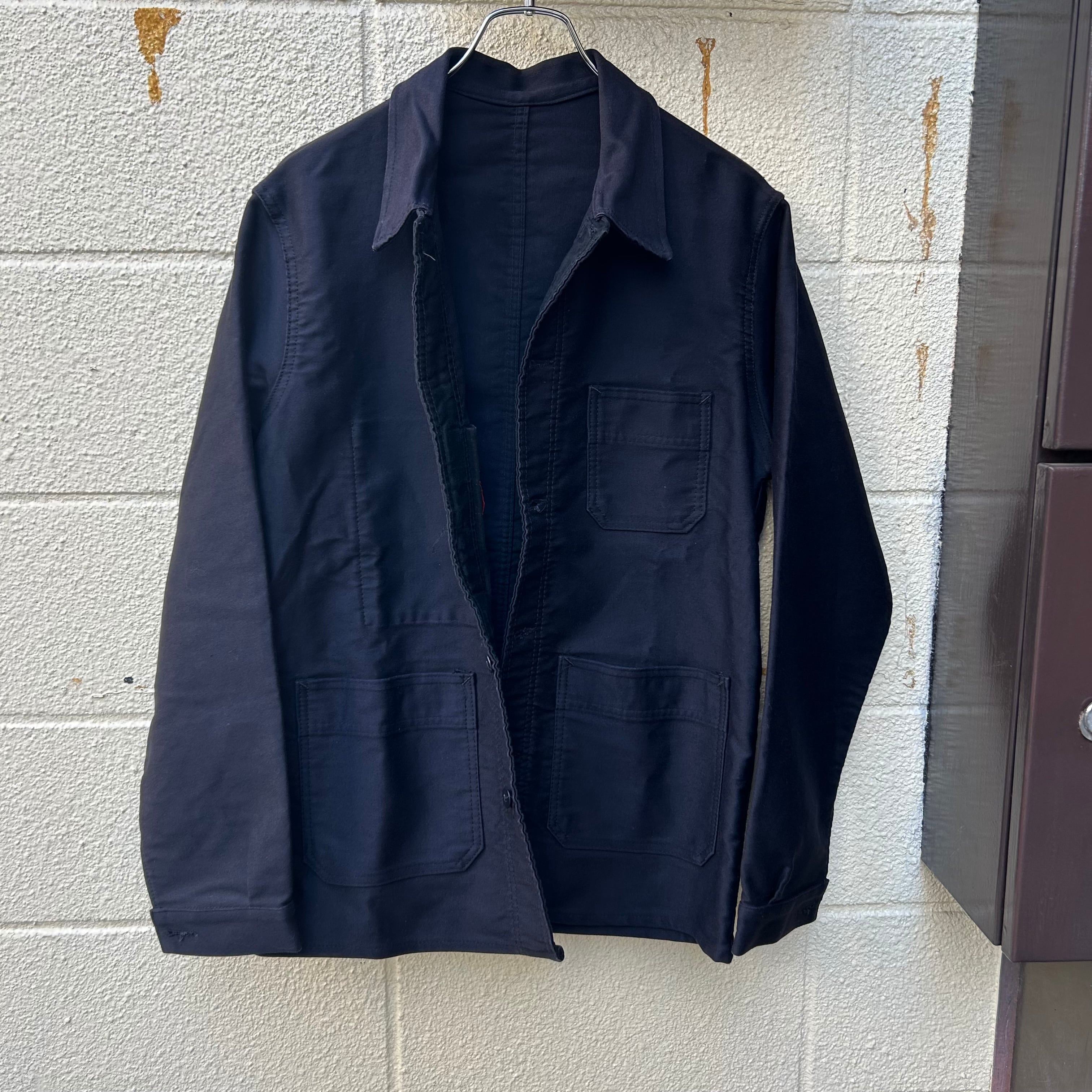 50〜60's Vintage Botton Le Cable French Work Black Moleskin Jacket