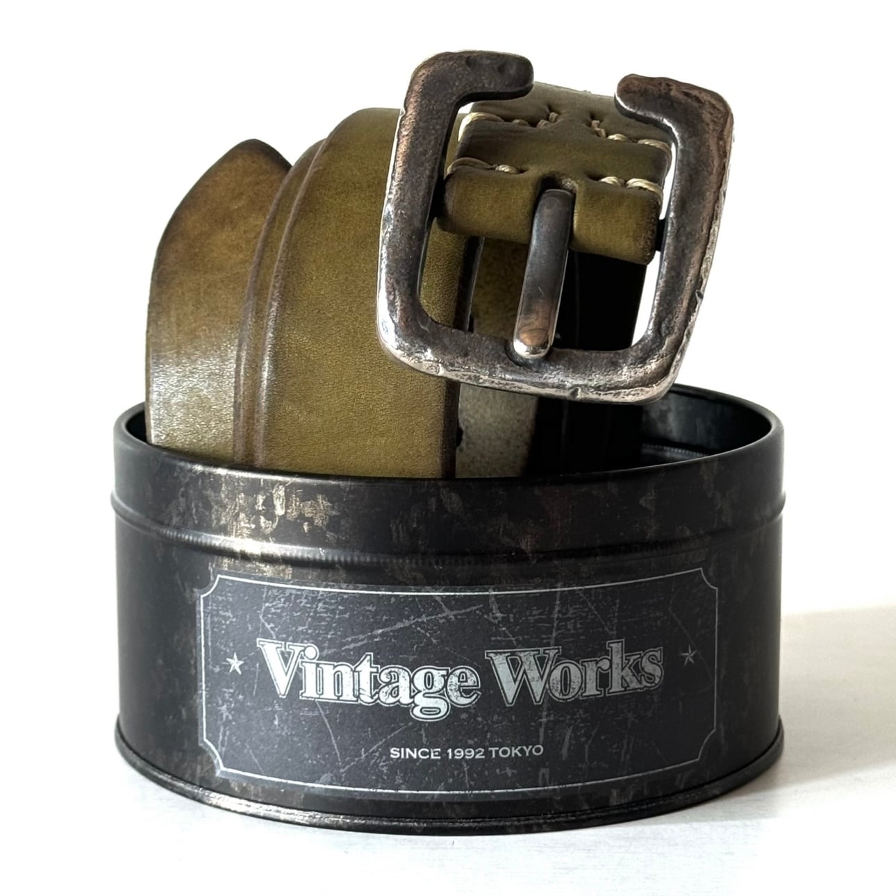Vintage Works Cバックル レザーベルト DH5536MAX [KAHKI]（グリーン