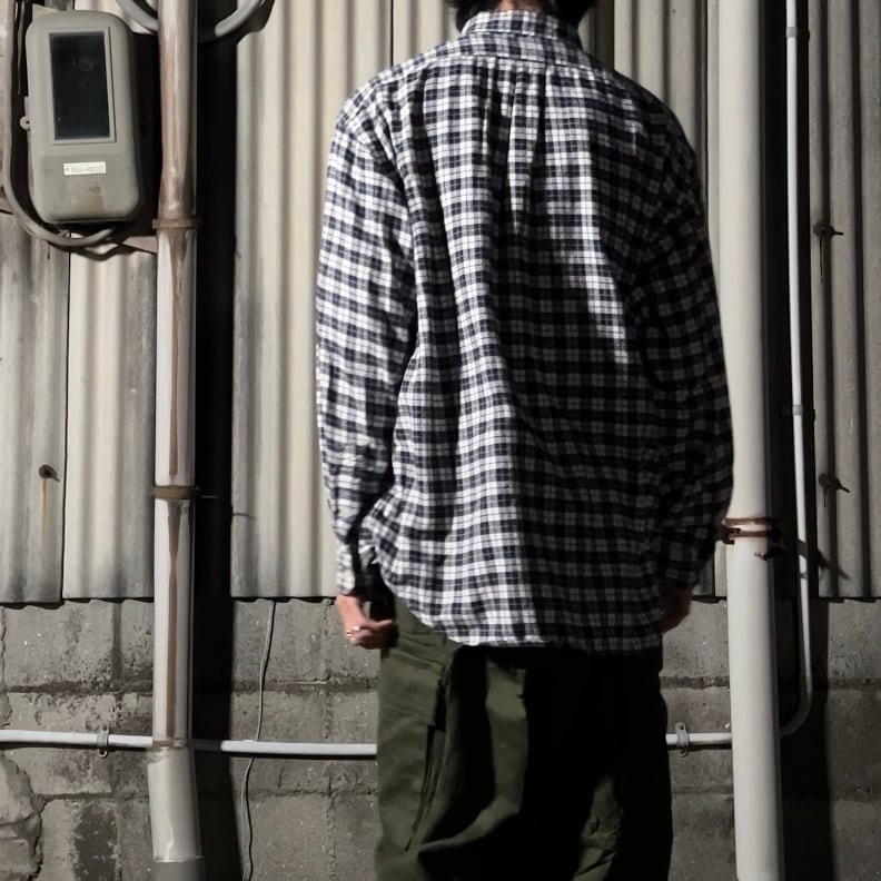 90s “Ralph Lauren” BENFORD navy gingham check pattern cotton shirt