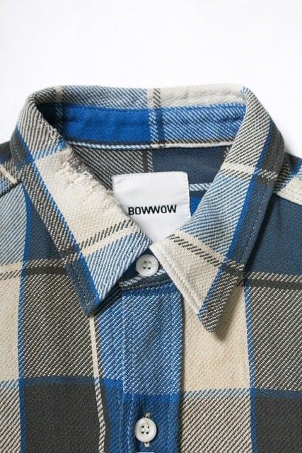 BOWWOW REPAIR AGEING FLANNEL SHIRTS BLUE DAMAGE AGEING | BASE LINE