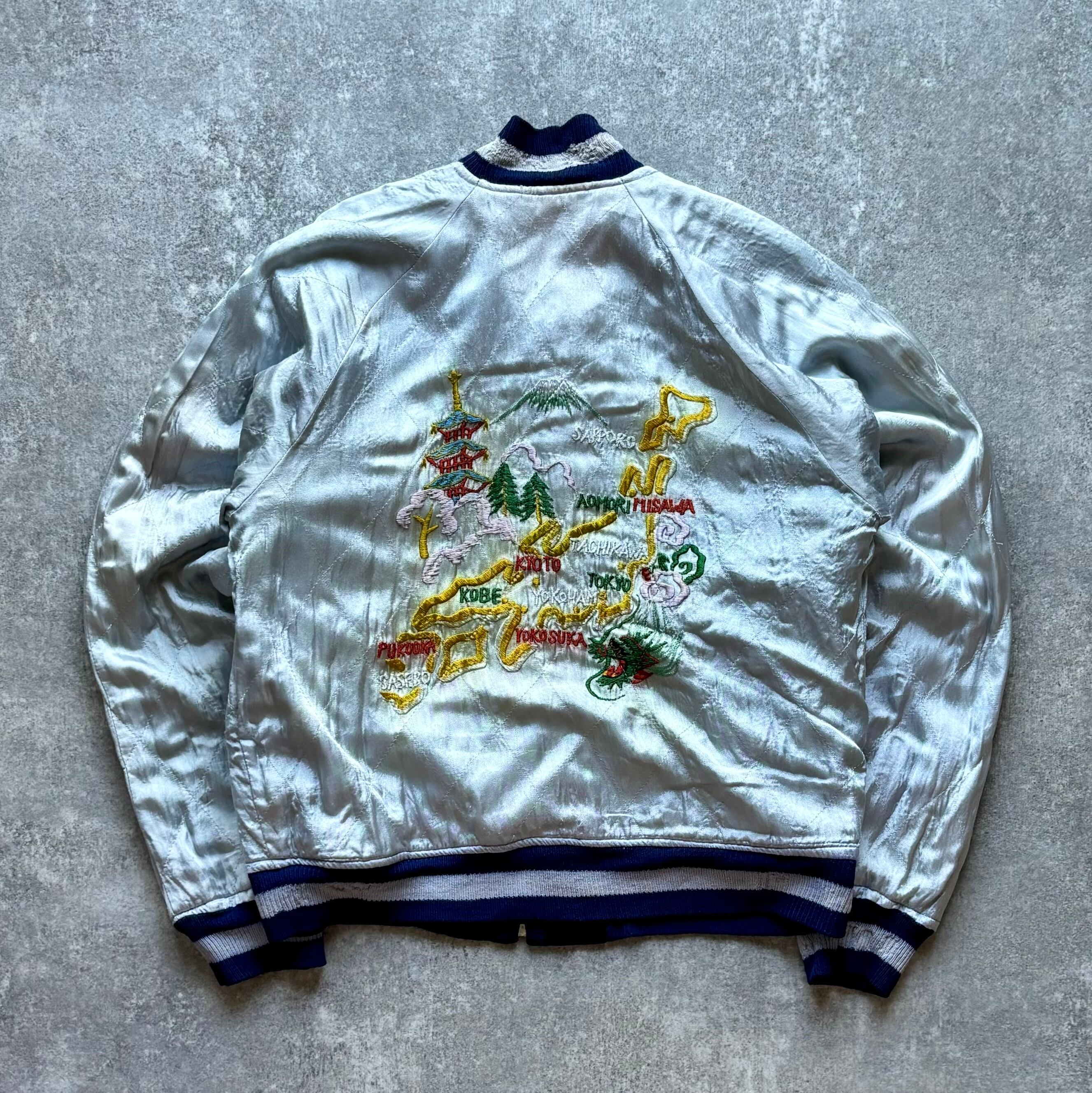 50s souvenir jacket 別珍 スカジャン 昇龍 navy white | Pay ID