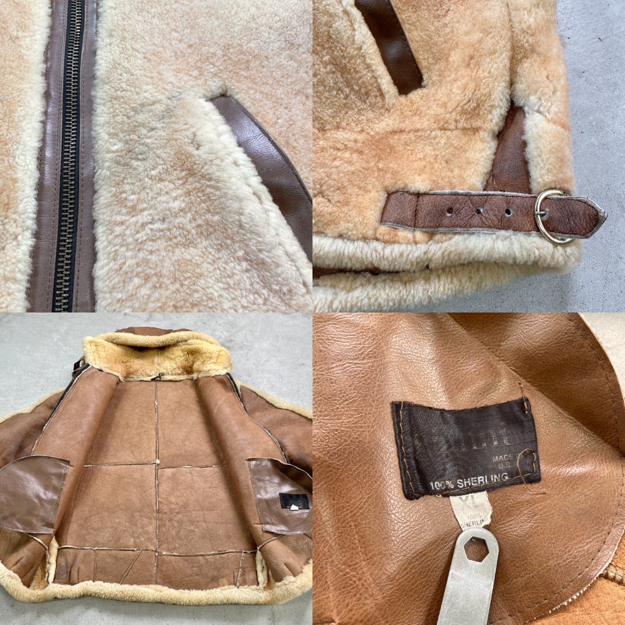 ヴィンテージ USA製 GIANNI B-3タイプ ムートンジャケット メンズXL