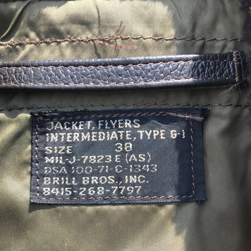 70's U.S.NAVY G-1 フライトジャケット BRILL BROS社 黒タグ 71年 USN
