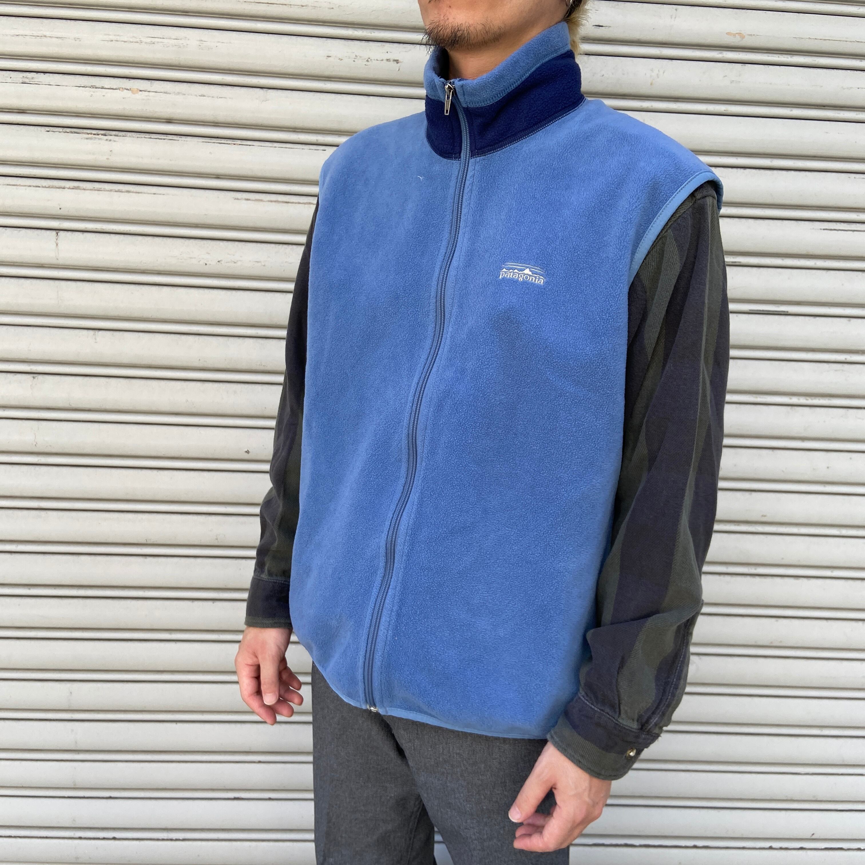 patagonia USA製 パタゴニア フライヤーフリースベスト 青系 L | 古着