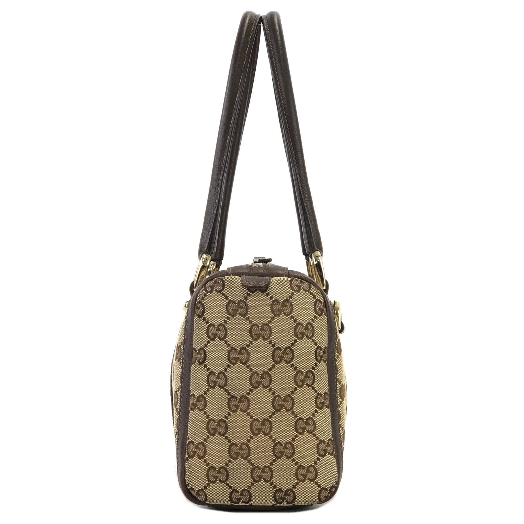 GUCCI グッチ GGキャンバス ミニボストン ハンドバッグ ブラウン