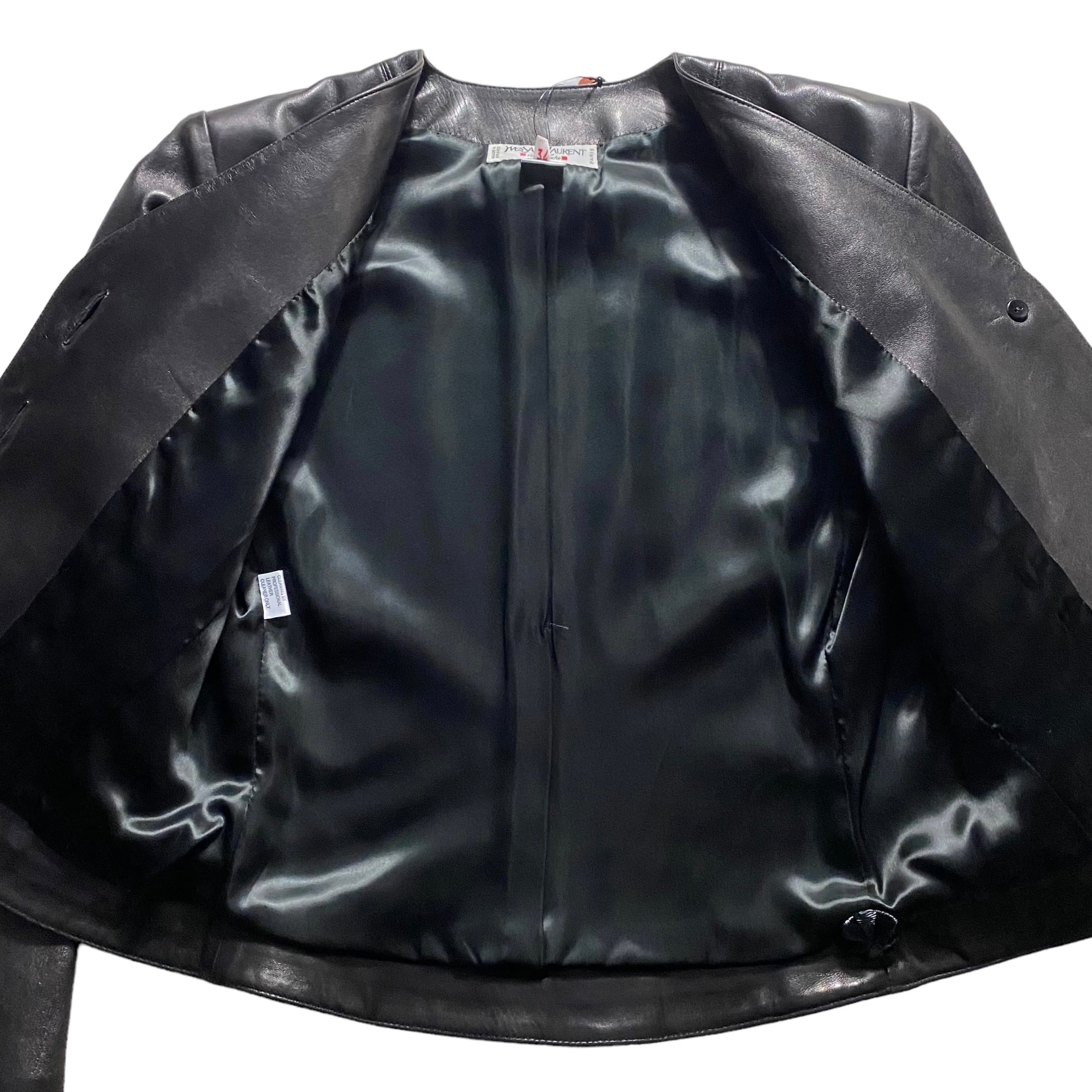vintage YVES SAINT LAURENT RIVE GAUCHE no-collar leather jacket