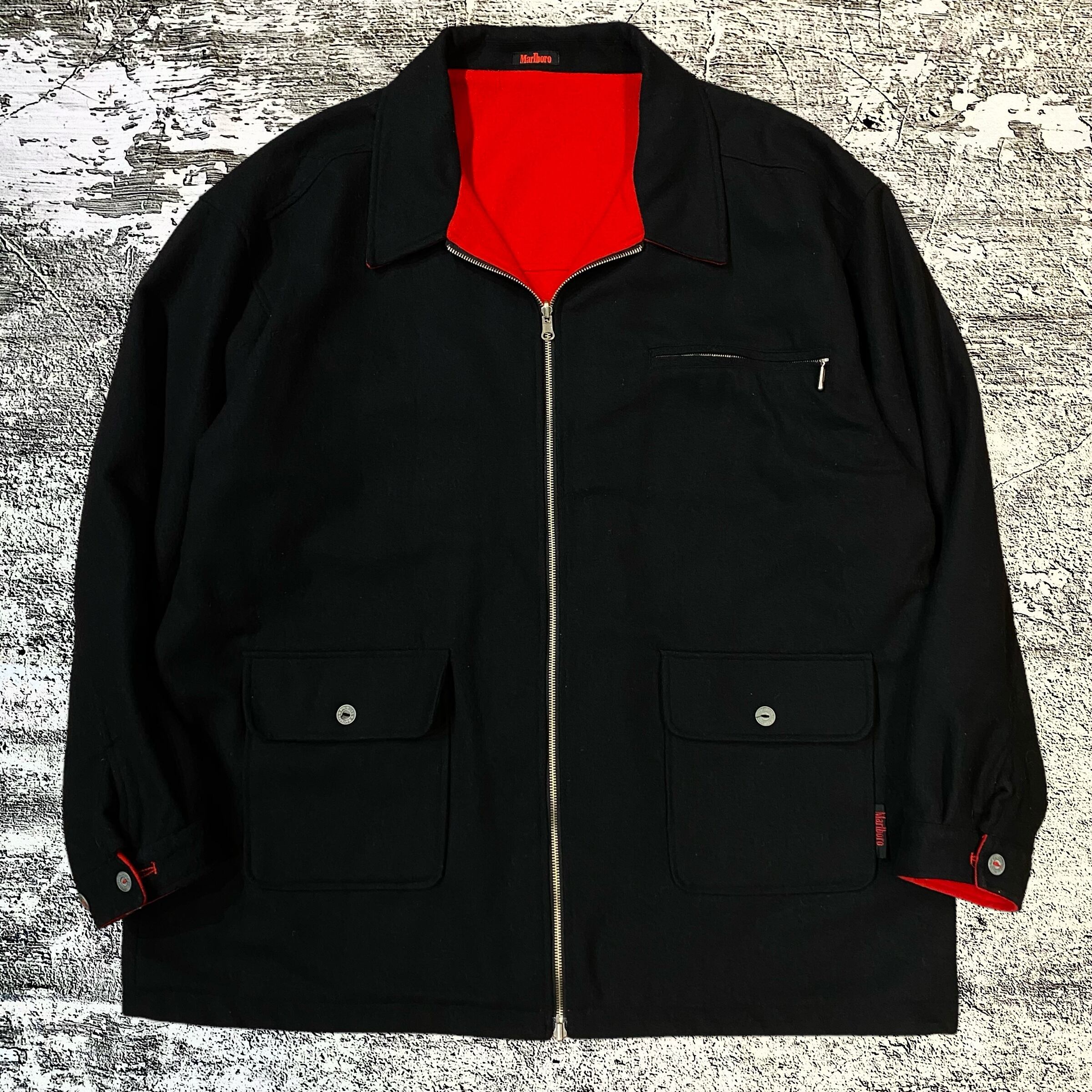激レア 90s Marlboro リバーシブル ウール ジップ コート ジャケット