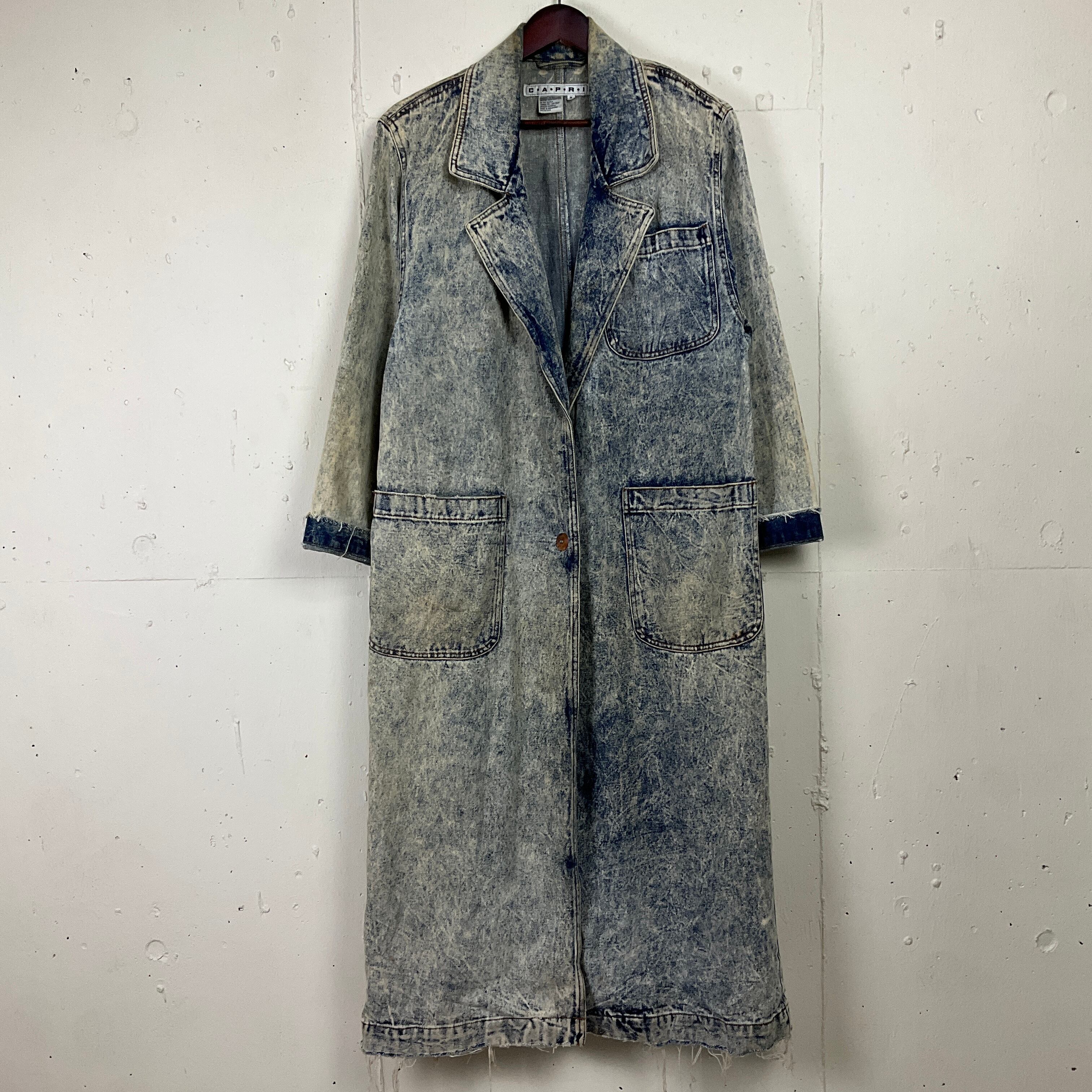 雰囲気系 CAPRI ボロ ケミカルウォッシュ デニム ロングコート
