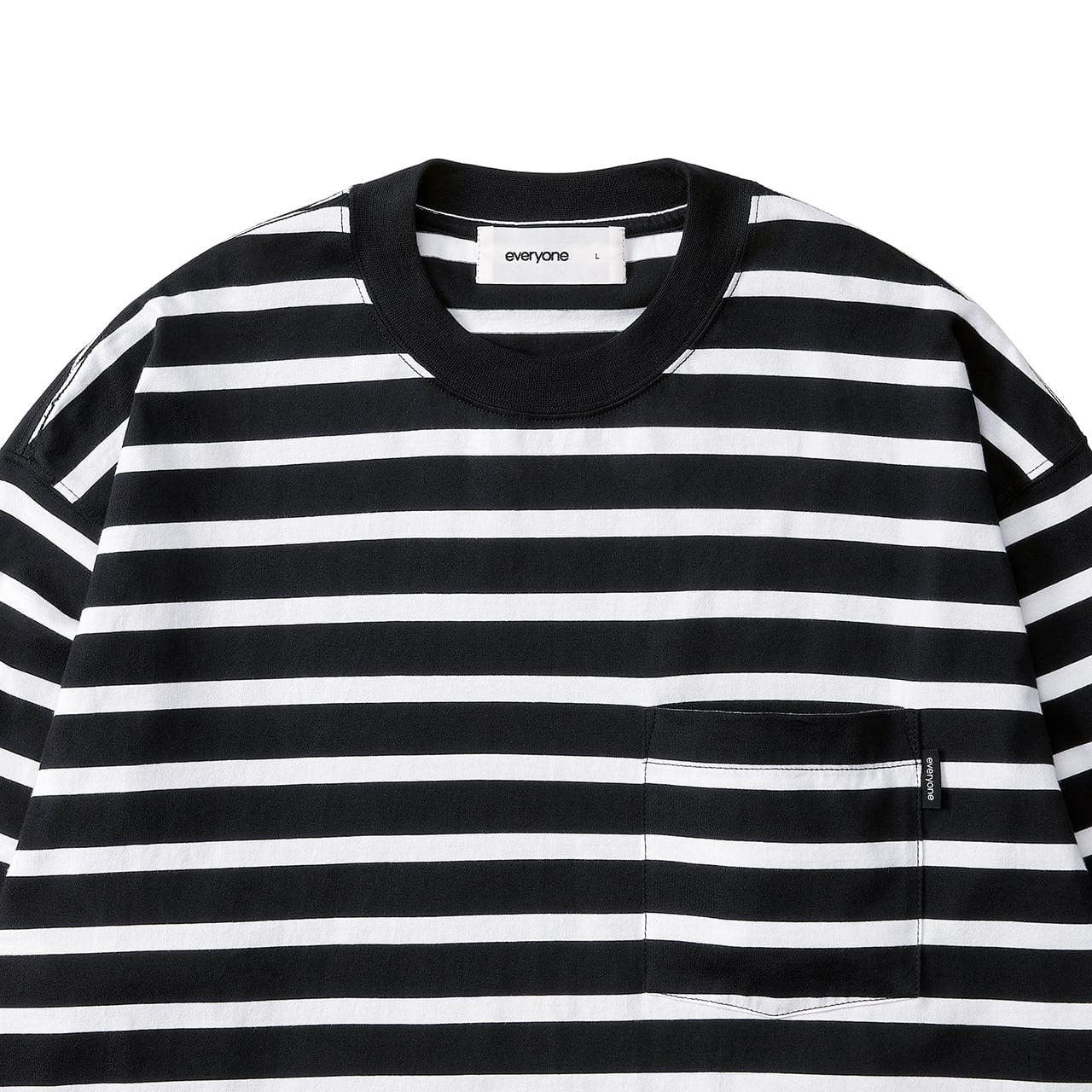 everyone high-gauge cotton border long sleeve tee shirt (BLACK