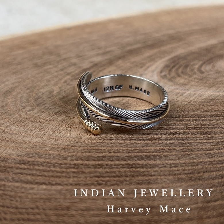 Indian Jewelry ターコイズ×12KGF フェザーネックレストップ Harvey