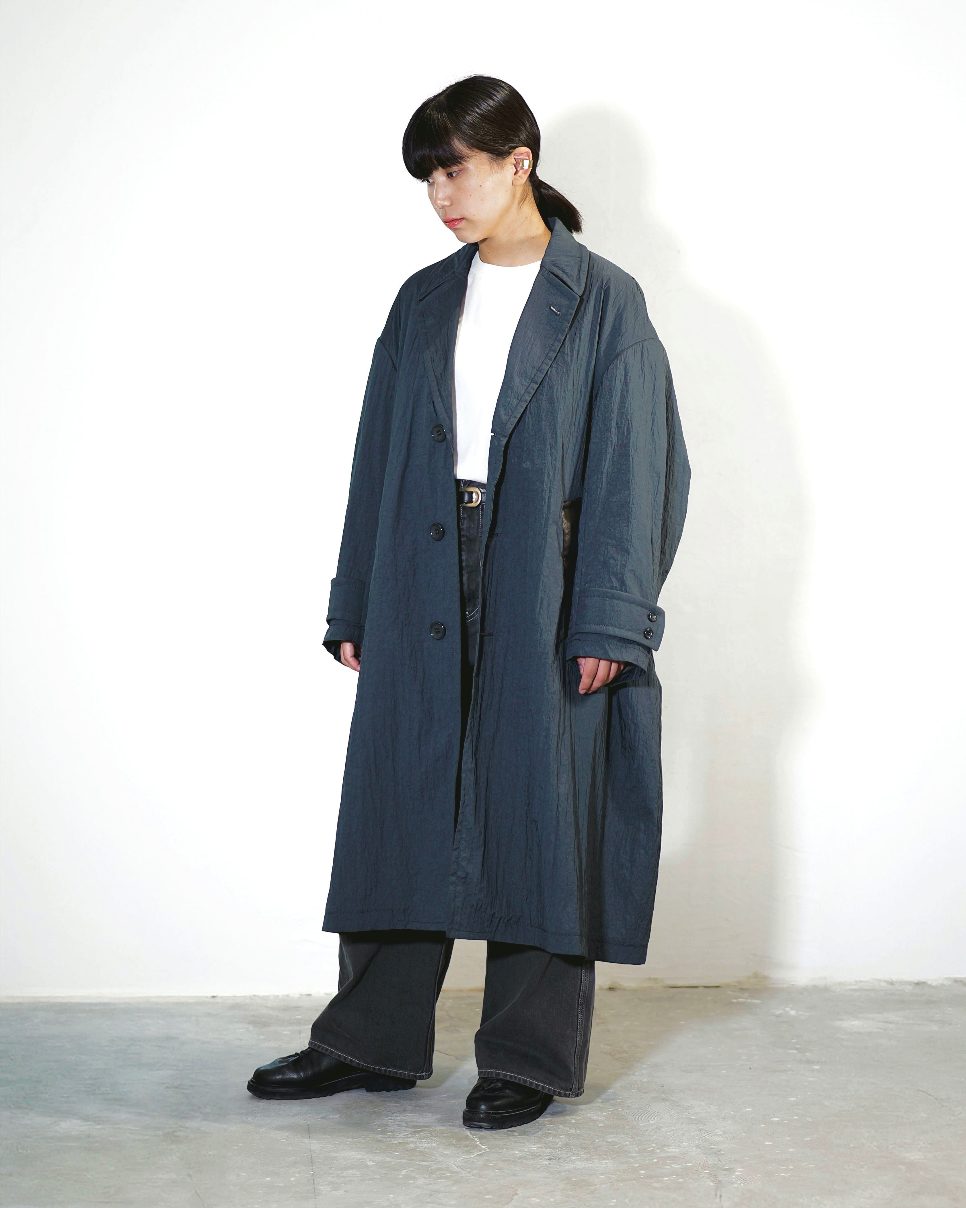 i'm here - SHRINK NYLON : GRANDPA COAT : black / (ｱｲﾑ ﾋｱｰ -ｼｭﾘﾝｸ